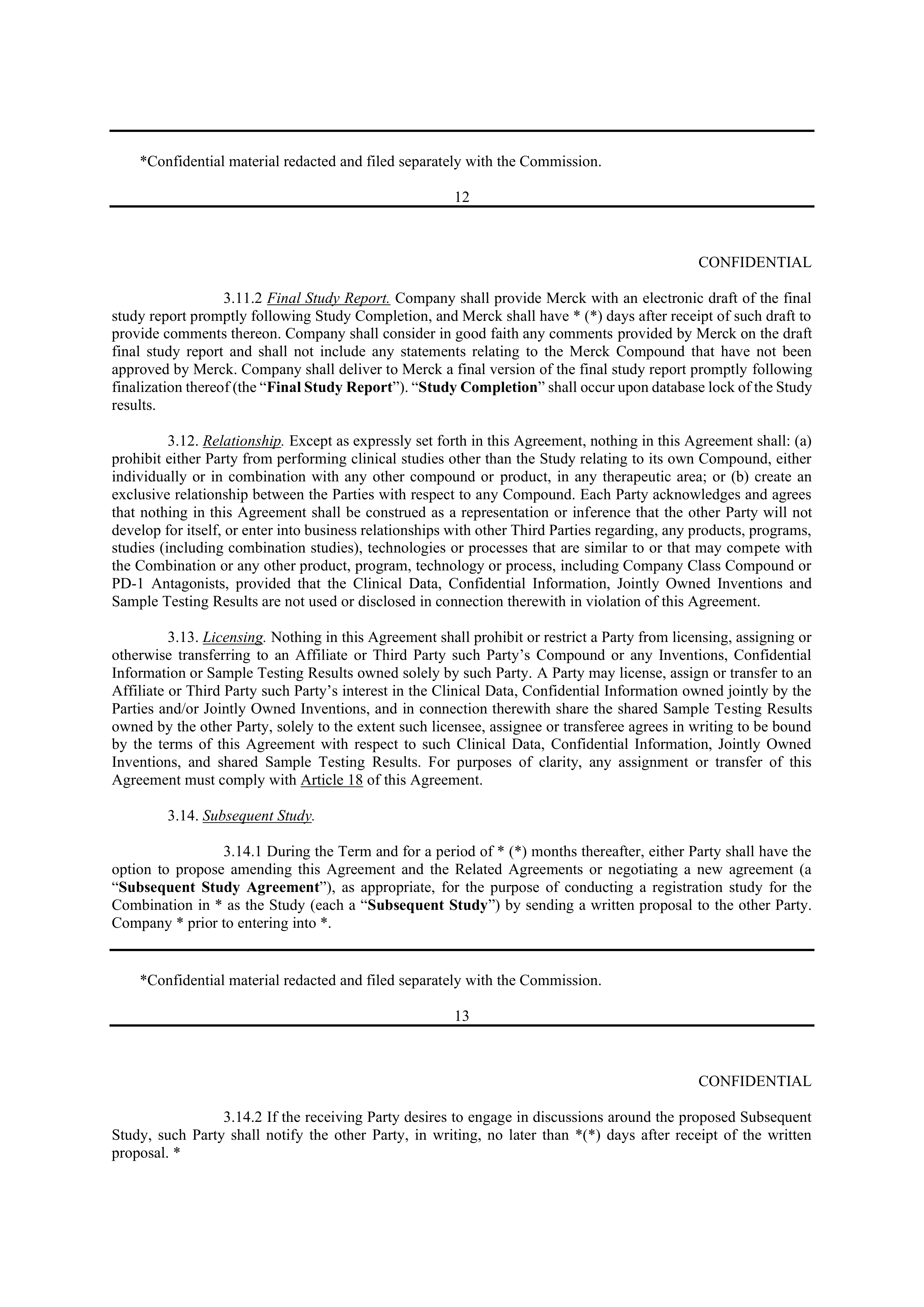 Merck Clinical Trial Agreement — page 13