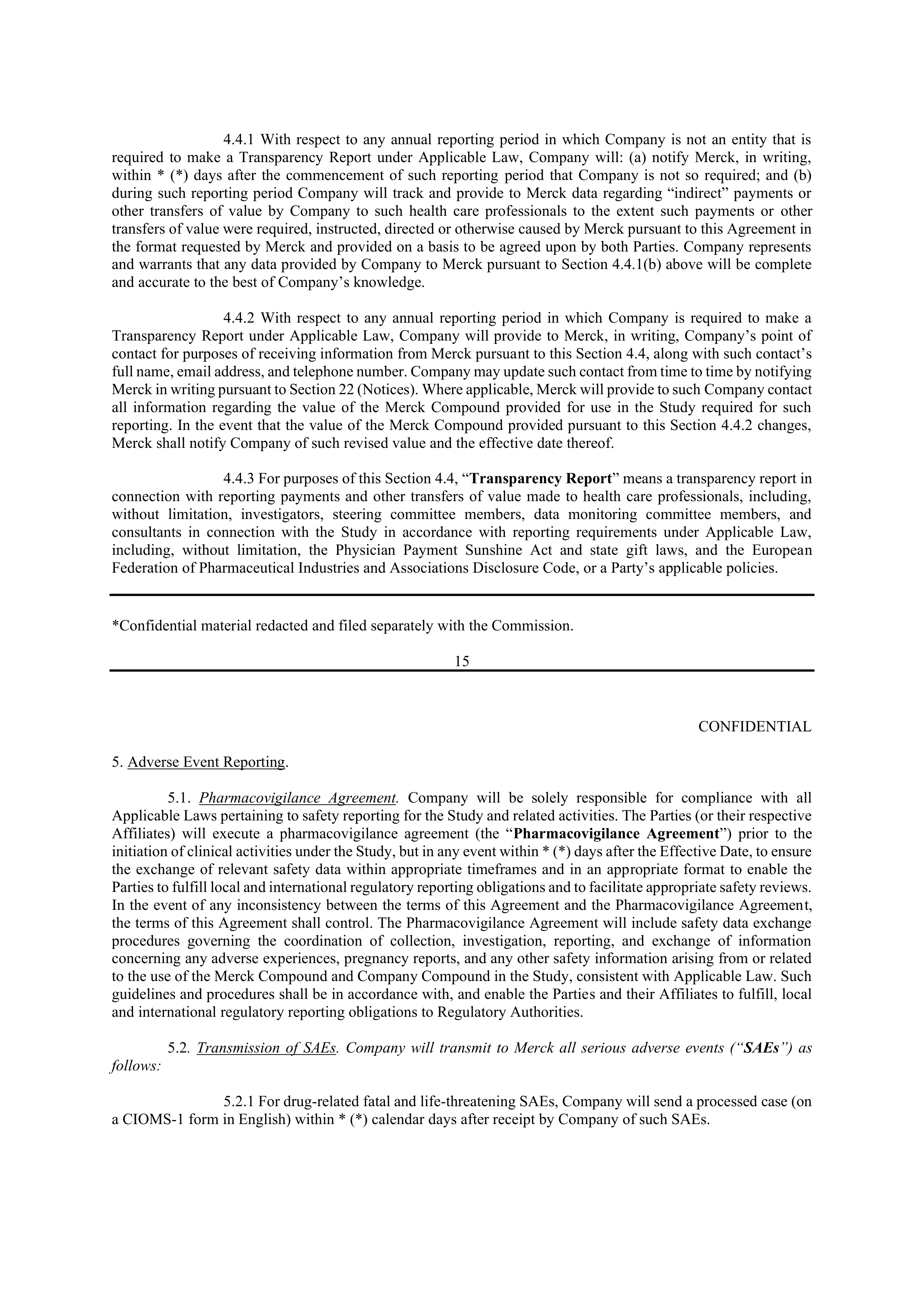 Merck Clinical Trial Agreement — page 15