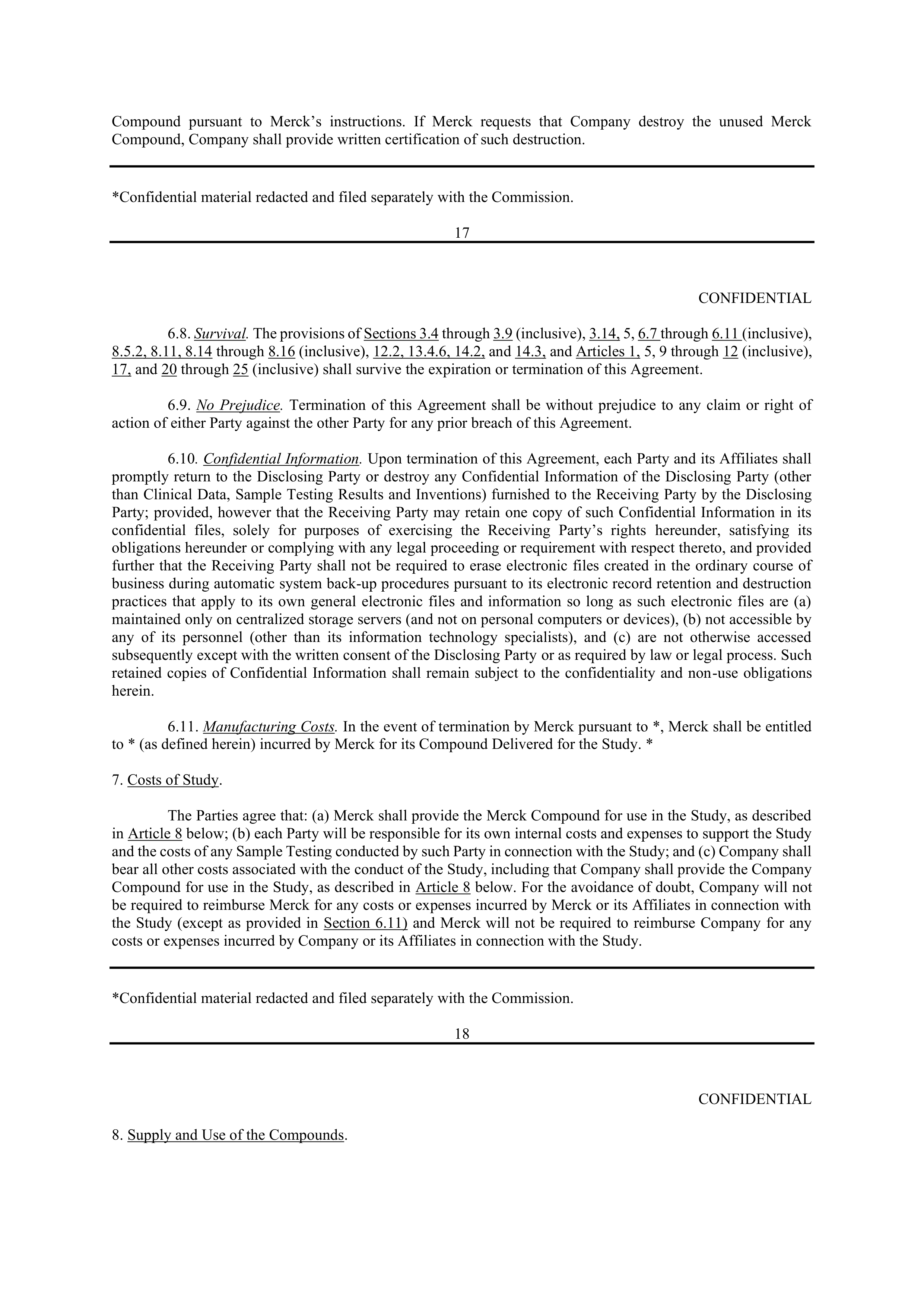 Merck Clinical Trial Agreement — page 17
