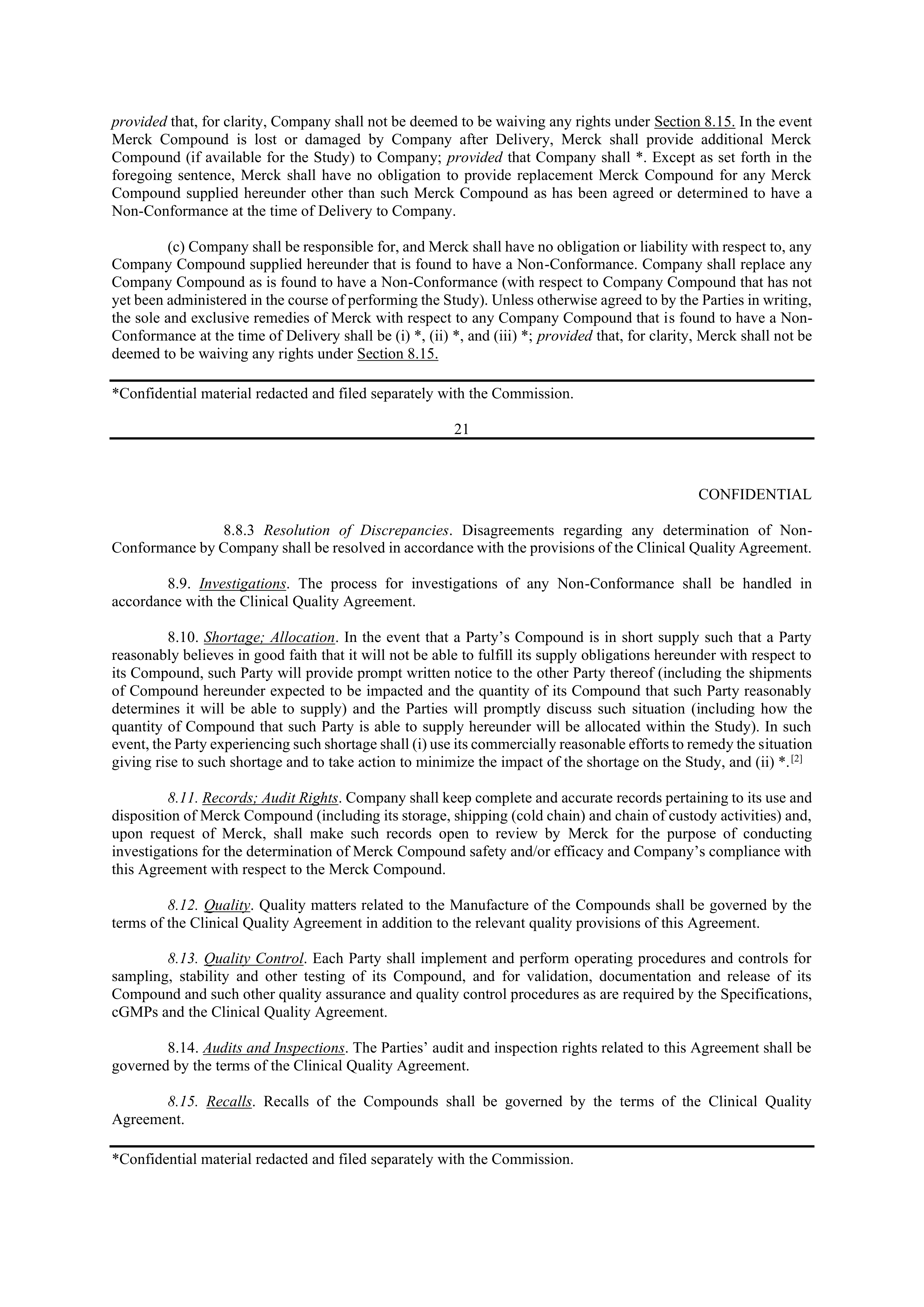 Merck Clinical Trial Agreement — page 20