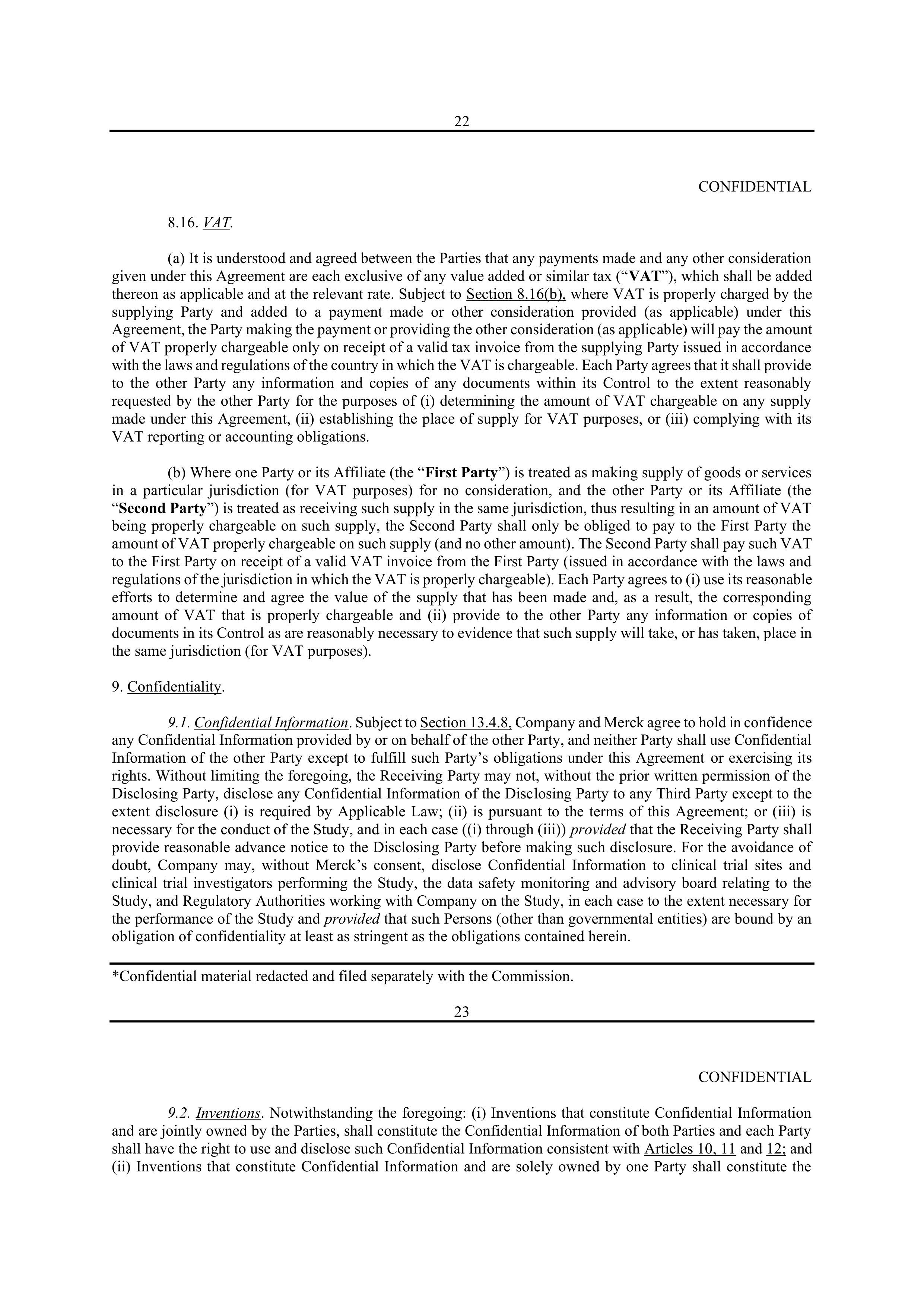 Merck Clinical Trial Agreement — page 21