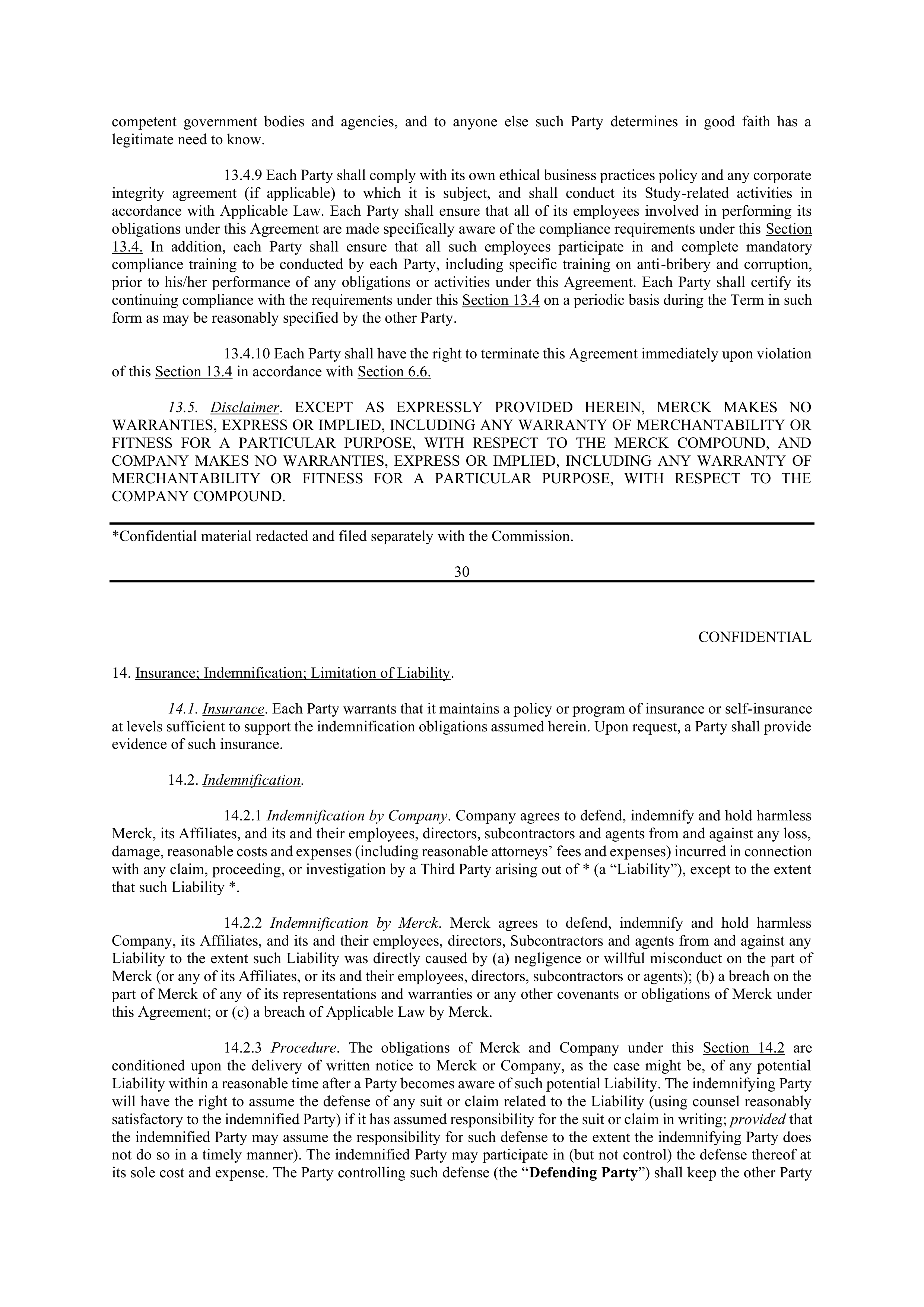 Merck Clinical Trial Agreement — page 27