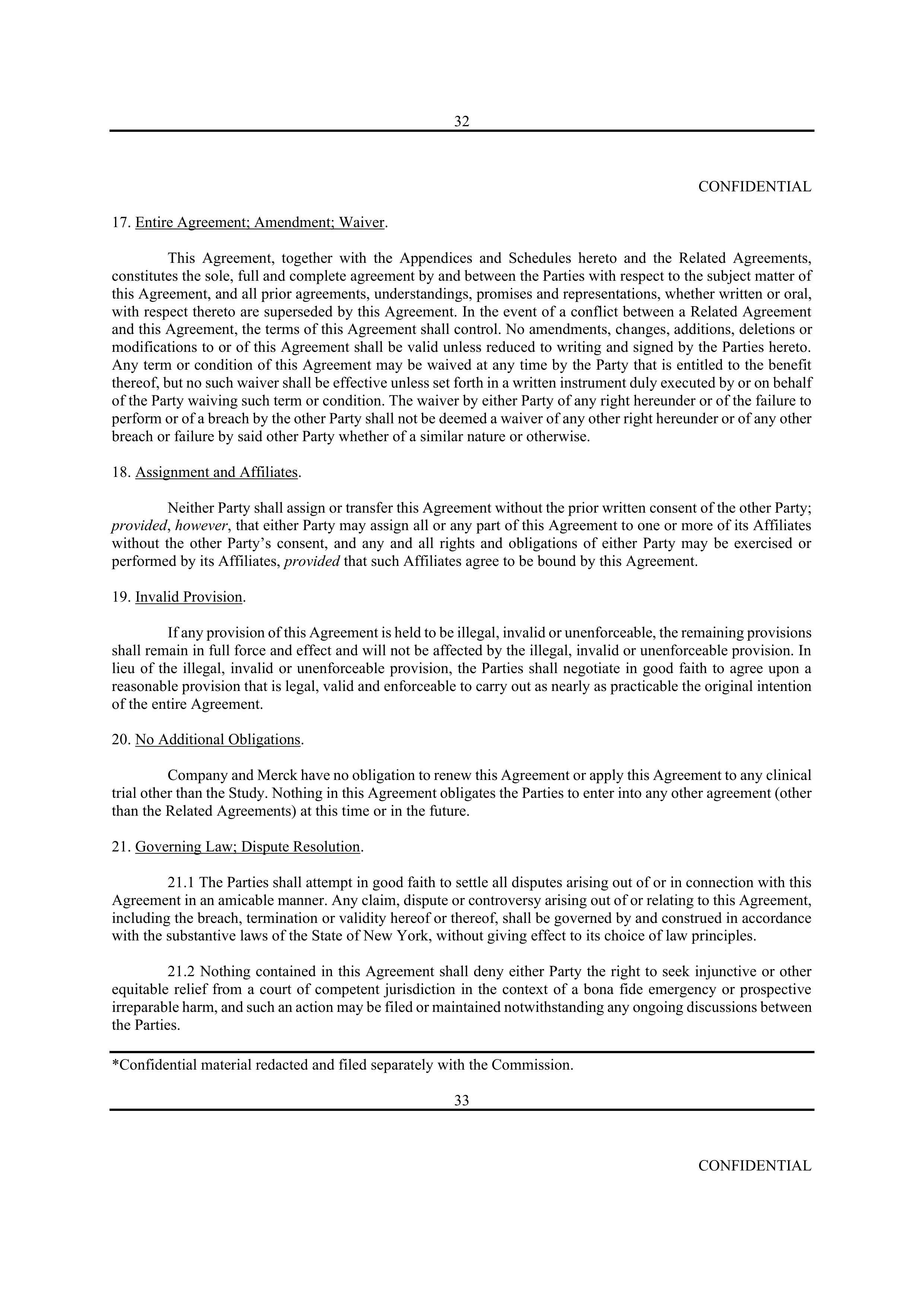 Merck Clinical Trial Agreement — page 29