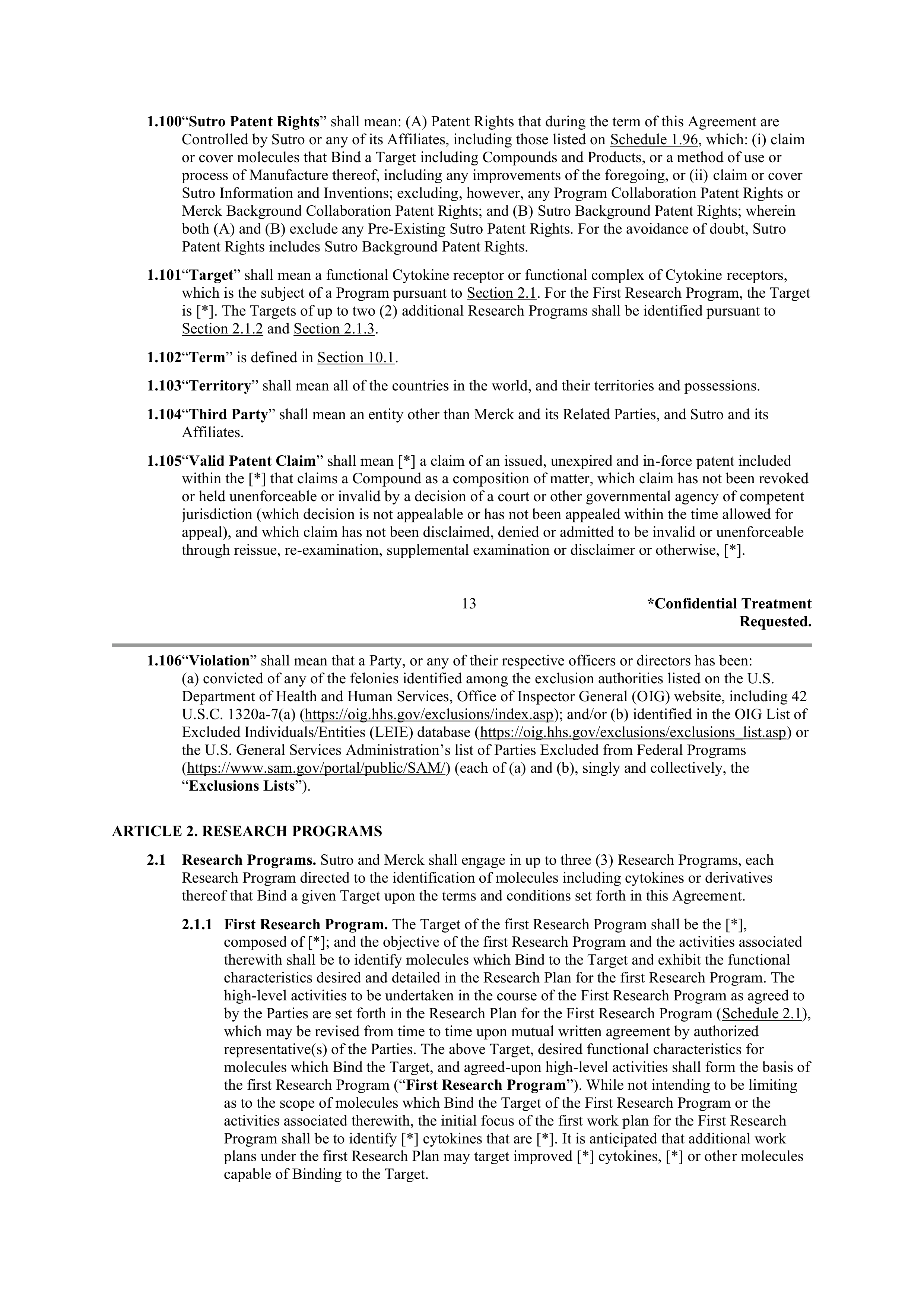 Merck Research Collaboration Agreement — page 11