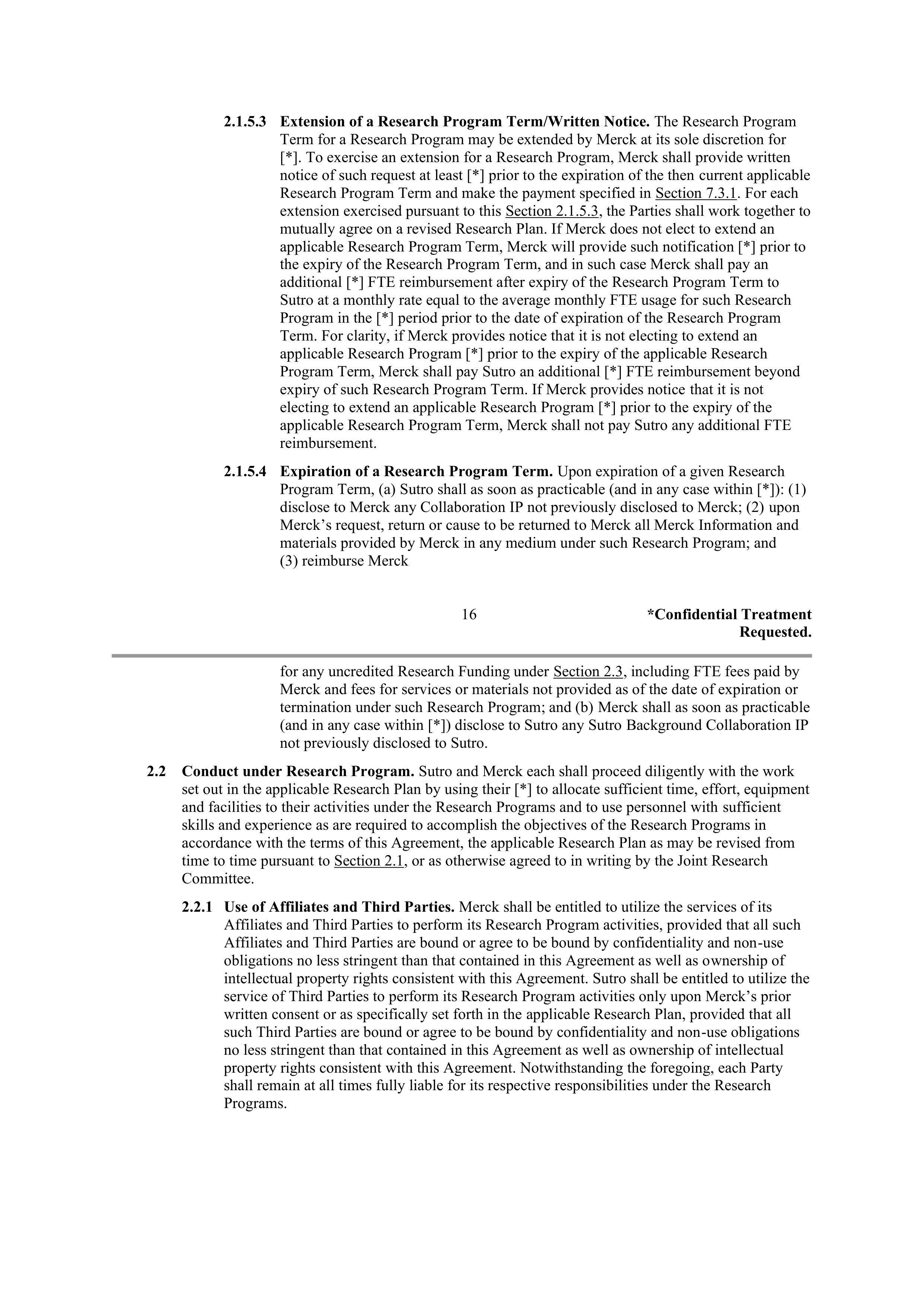 Merck Research Collaboration Agreement — page 14