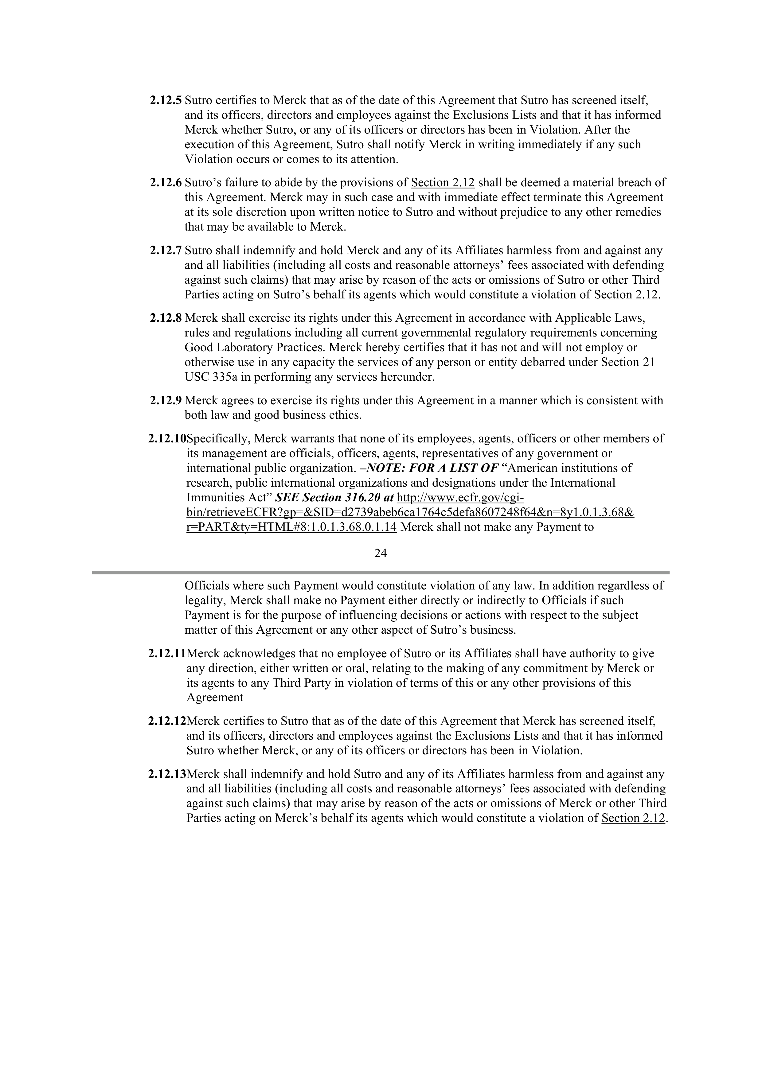 Merck Research Collaboration Agreement — page 21