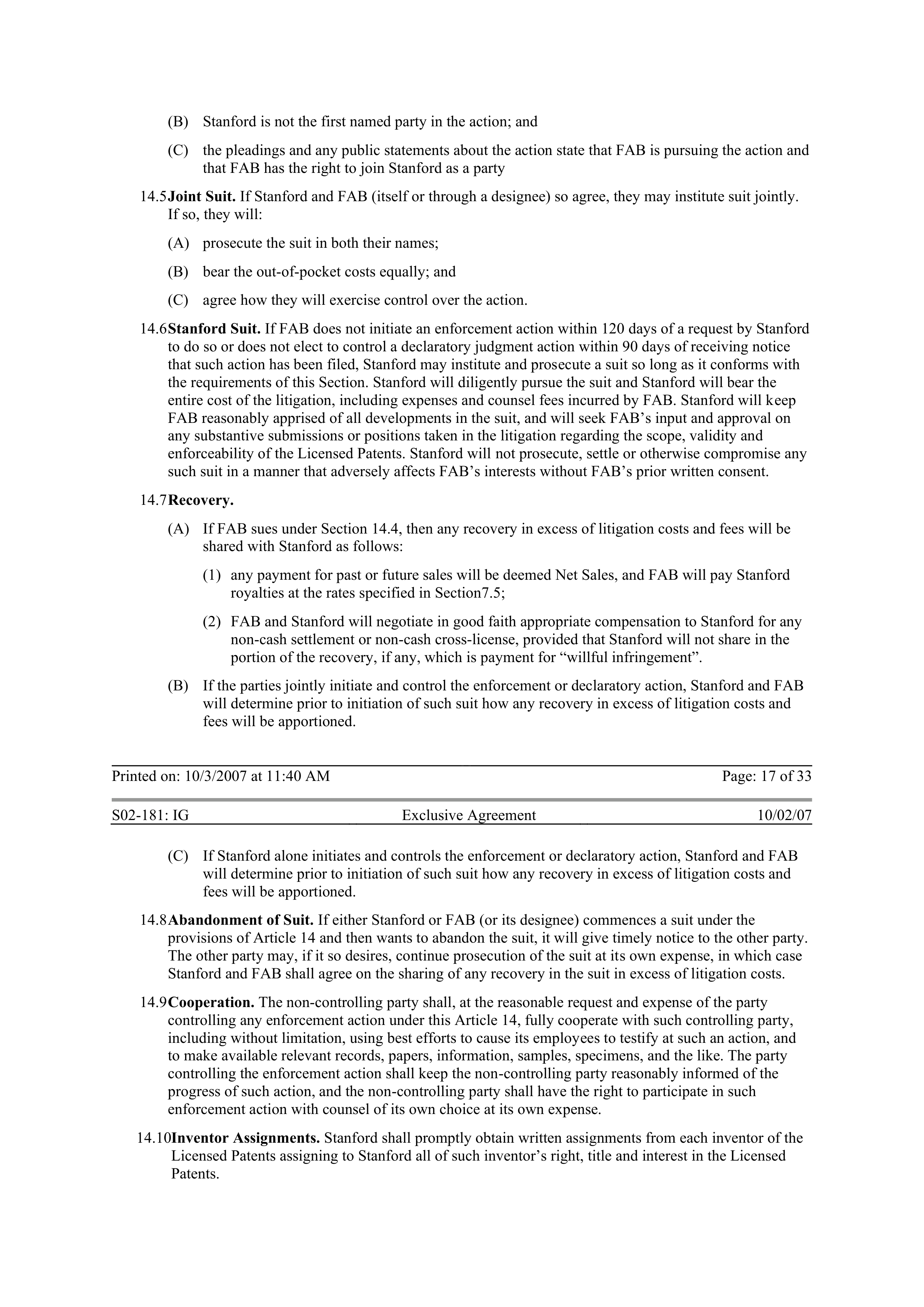 Merck Research Collaboration Agreement — page 72