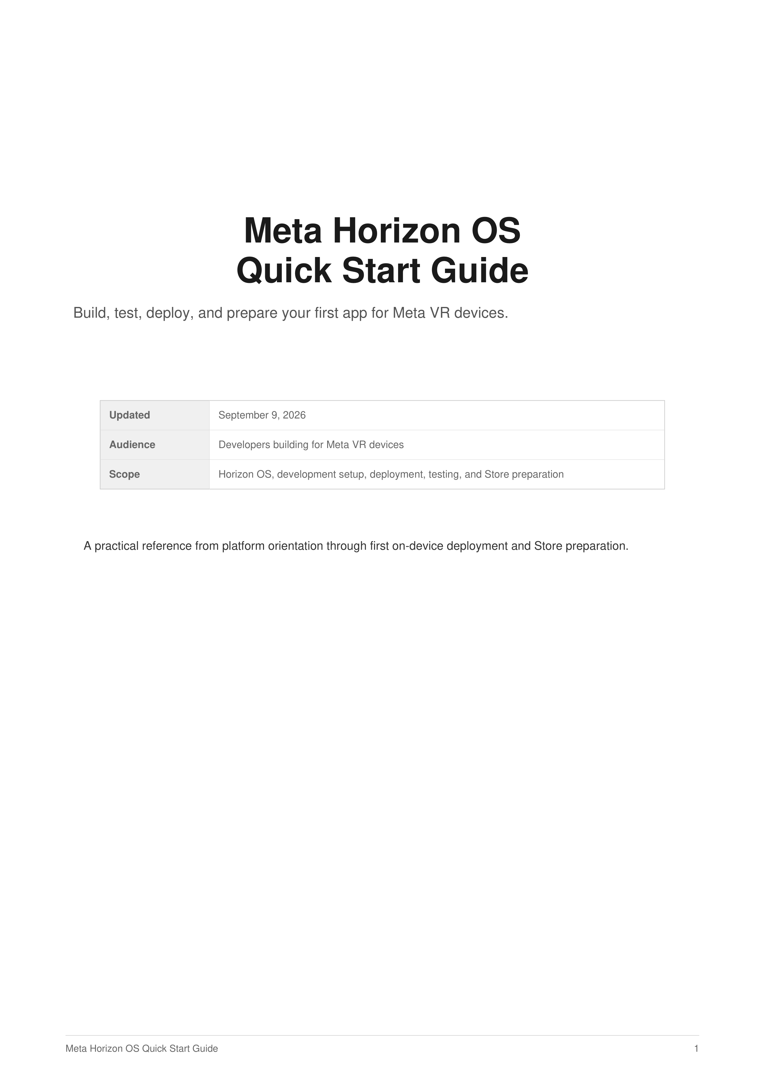 Meta Horizon OS Quick Start Guide — page 1