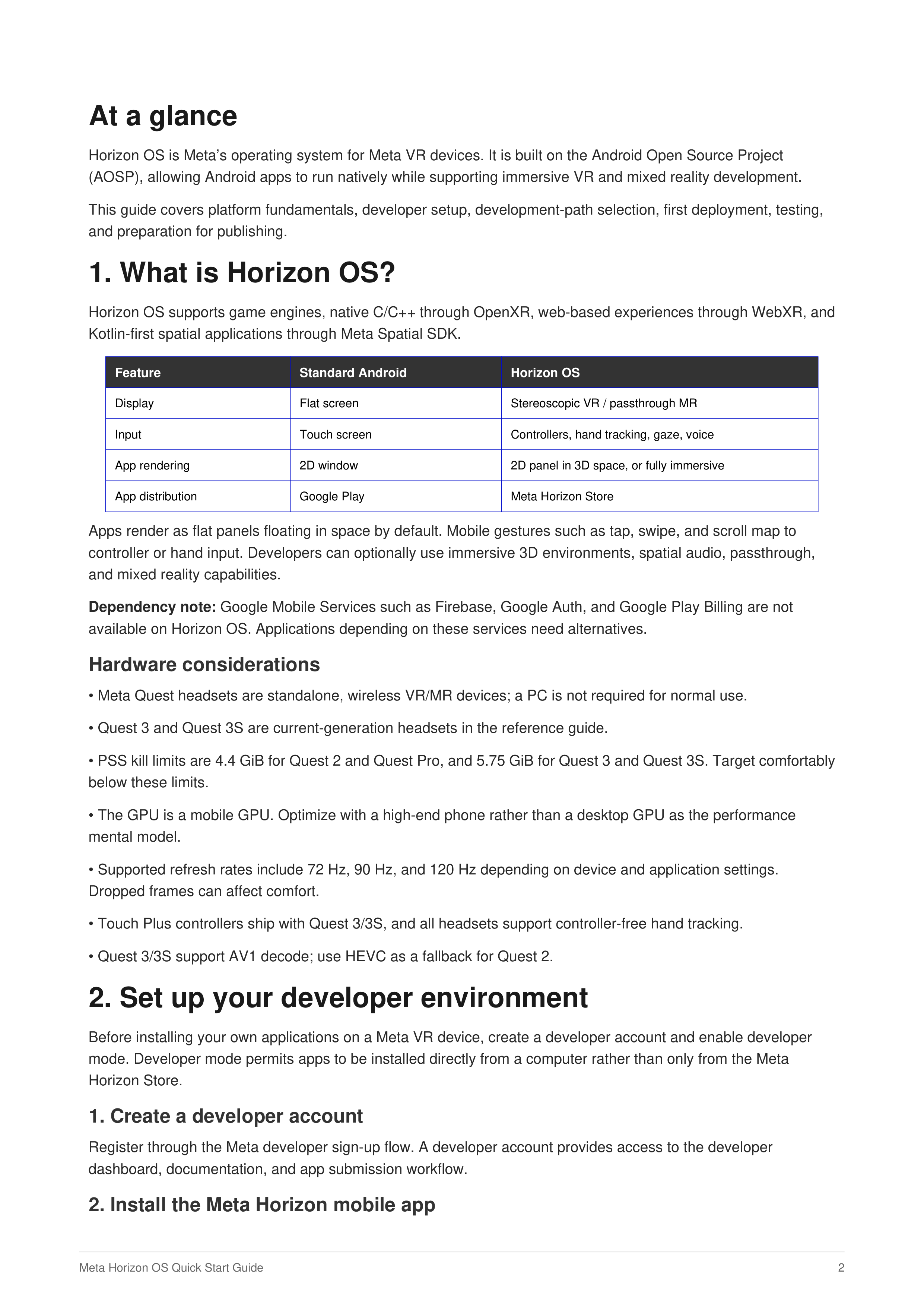 Meta Horizon OS Quick Start Guide — page 2