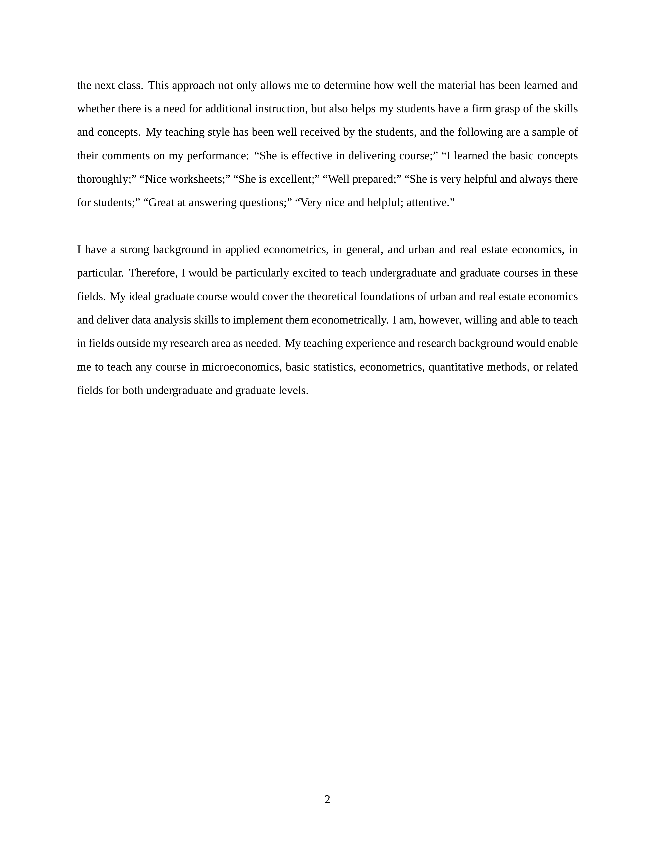 Microeconomics Teaching Statement — page 2