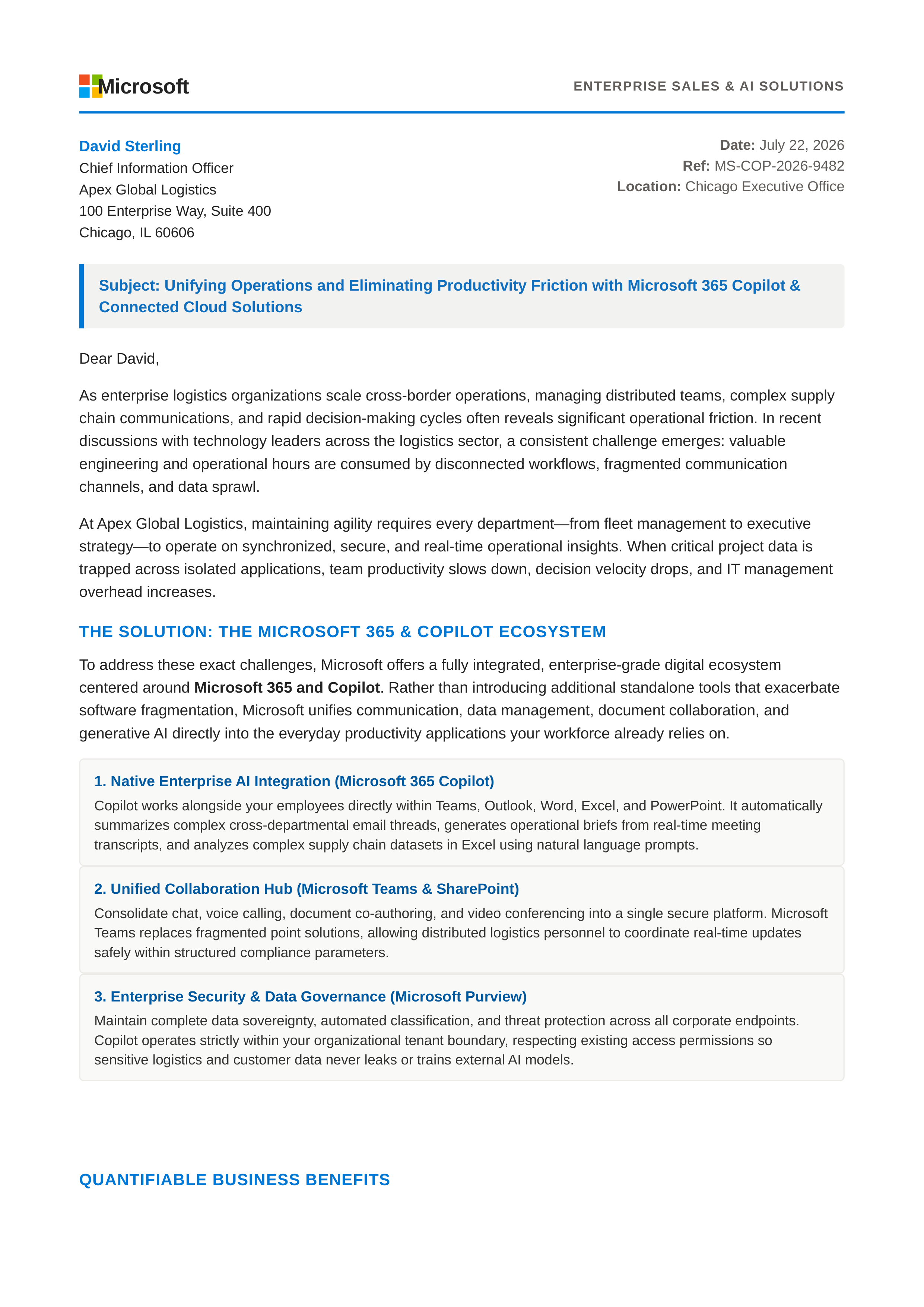 Microsoft 365 Copilot Sales Letter — page 1
