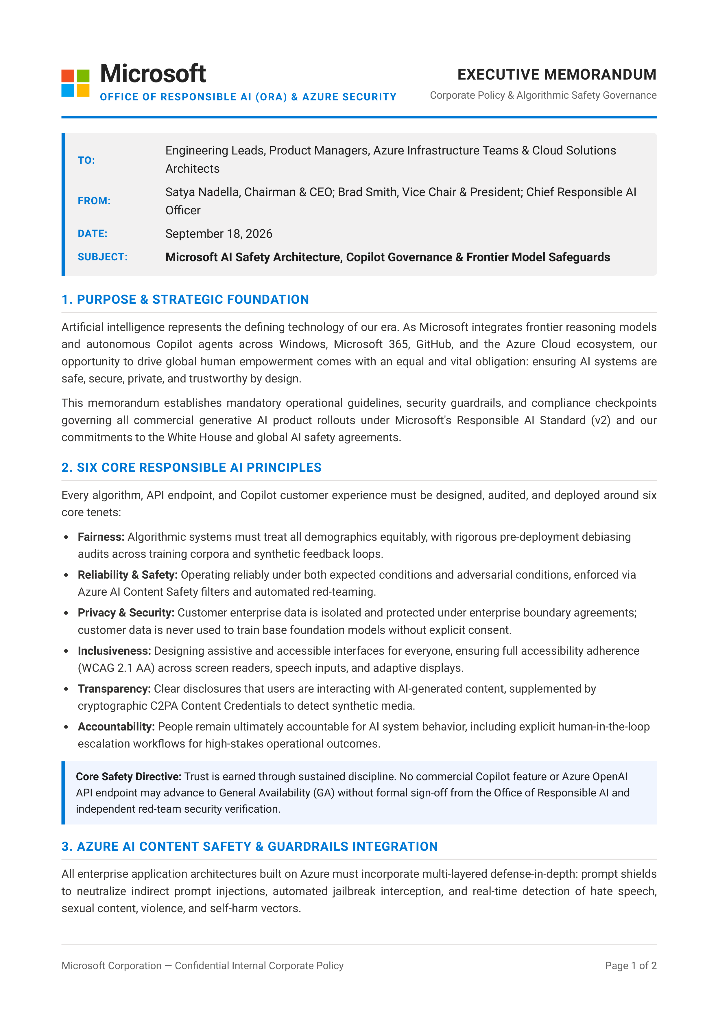 Microsoft AI Safety Memo — page 1
