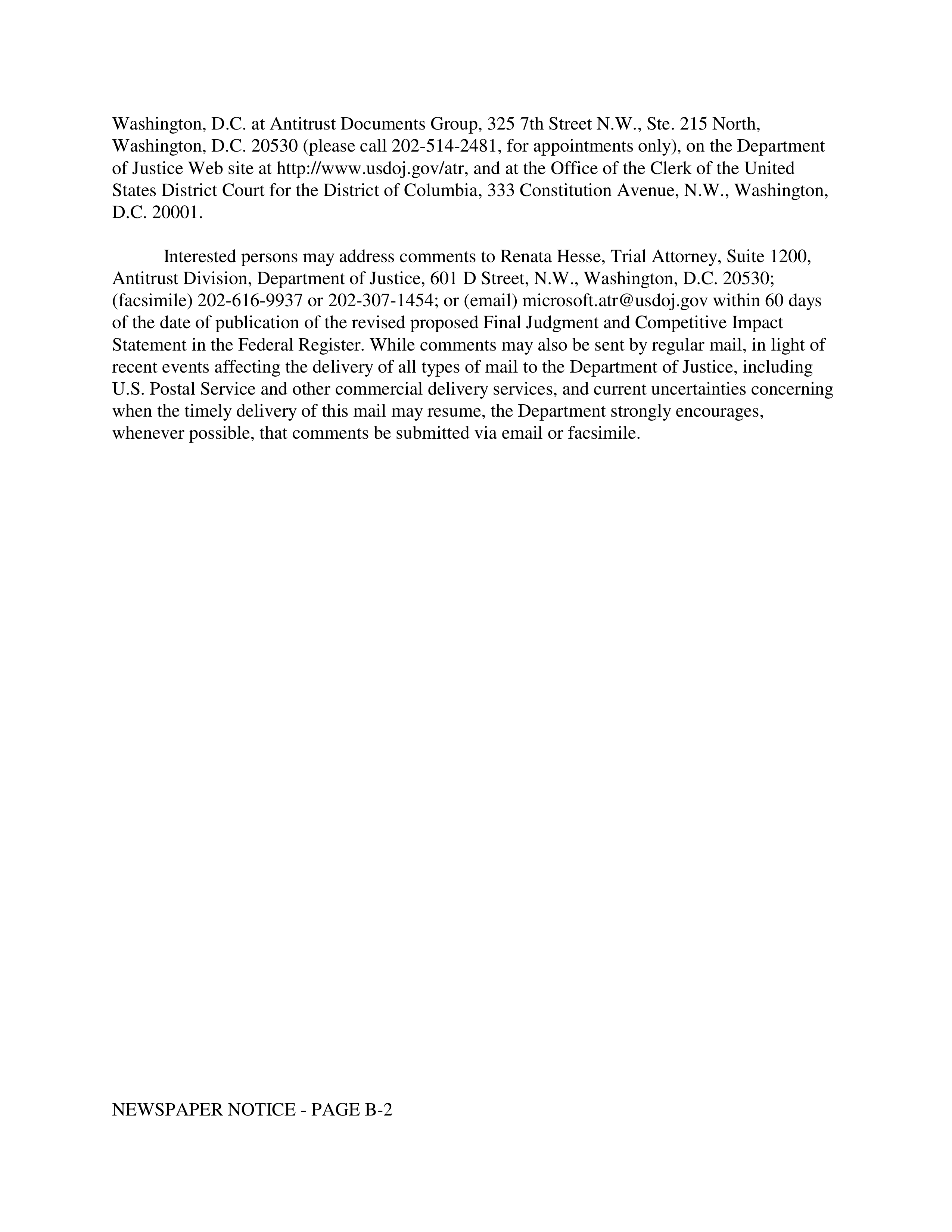 Microsoft Antitrust Newspaper Notice — page 2