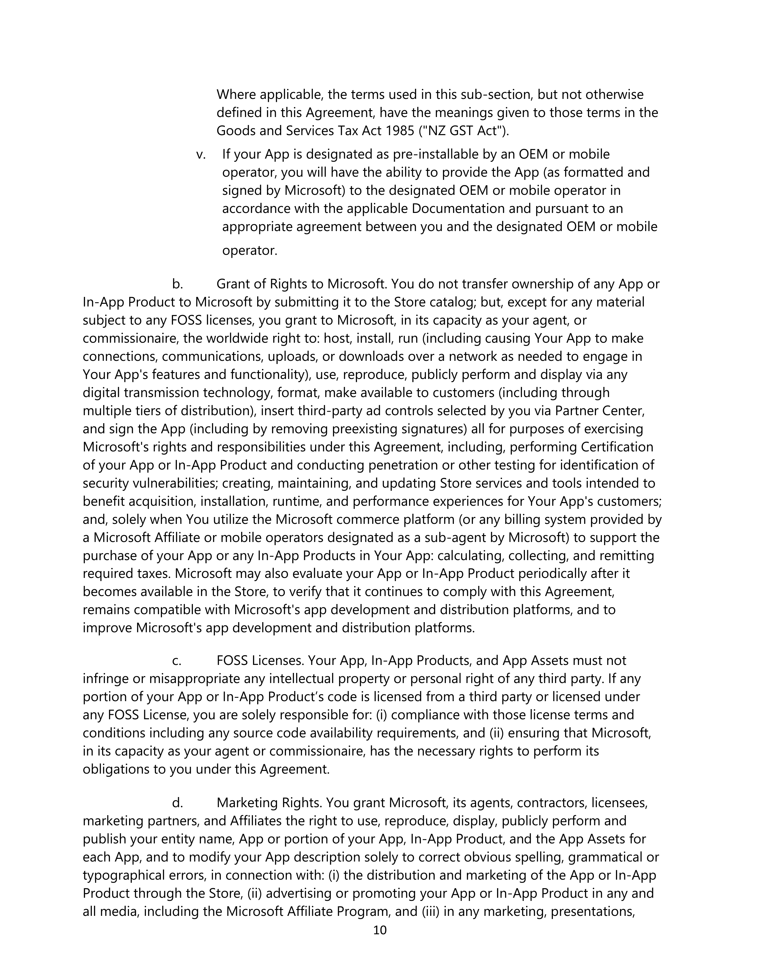 Microsoft App Developer Agreement — page 10