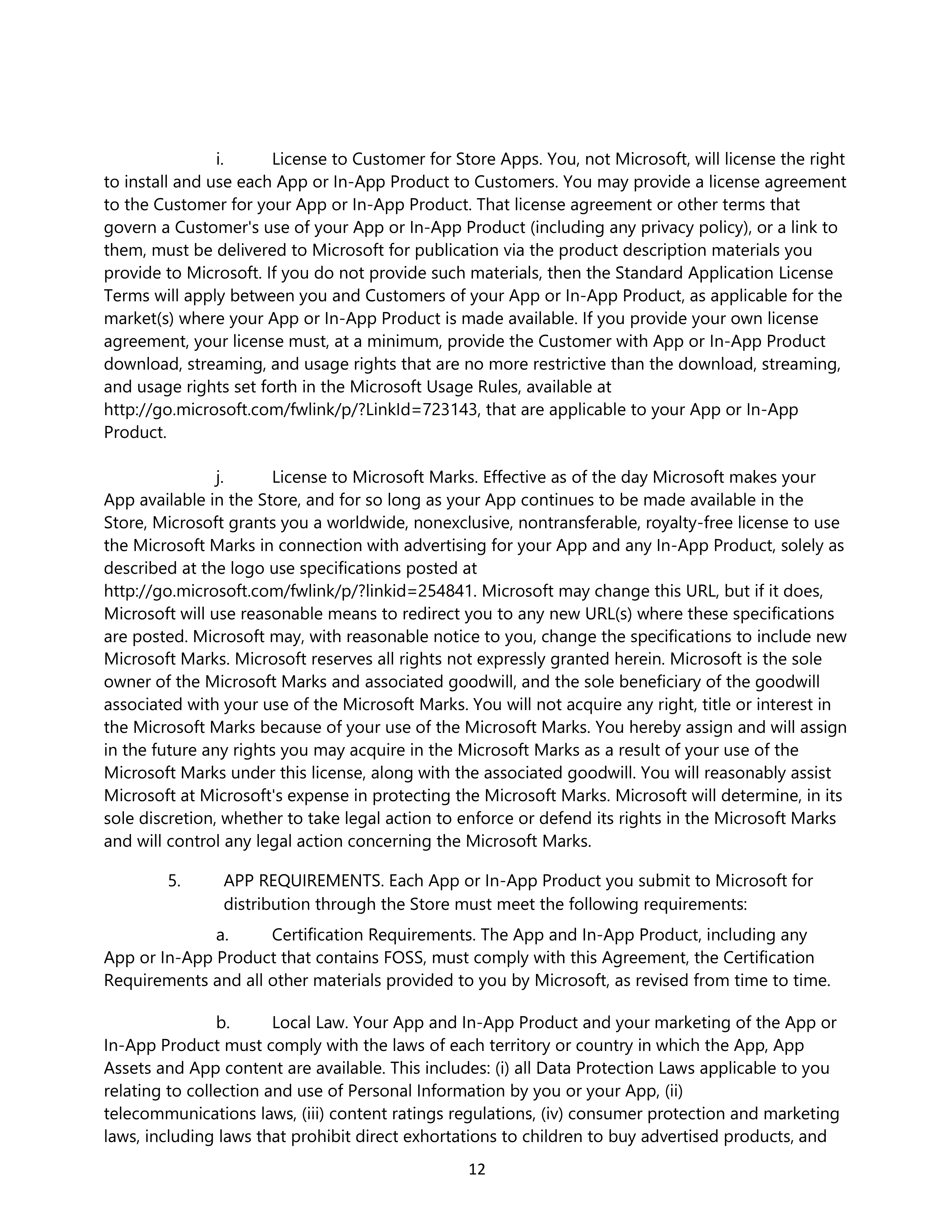 Microsoft App Developer Agreement — page 12
