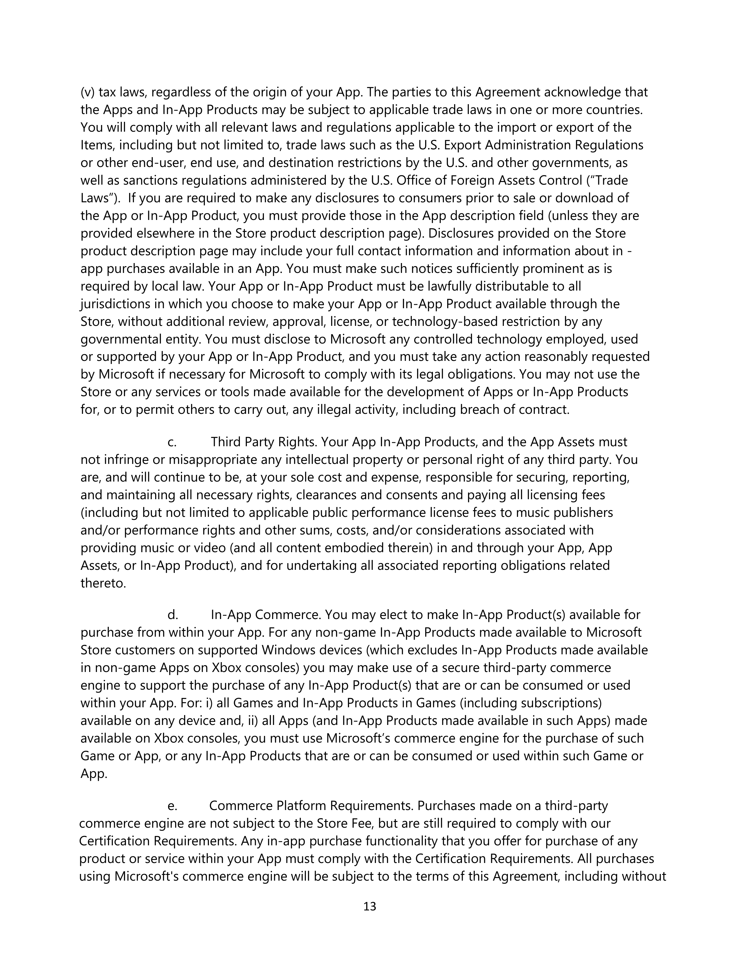 Microsoft App Developer Agreement — page 13
