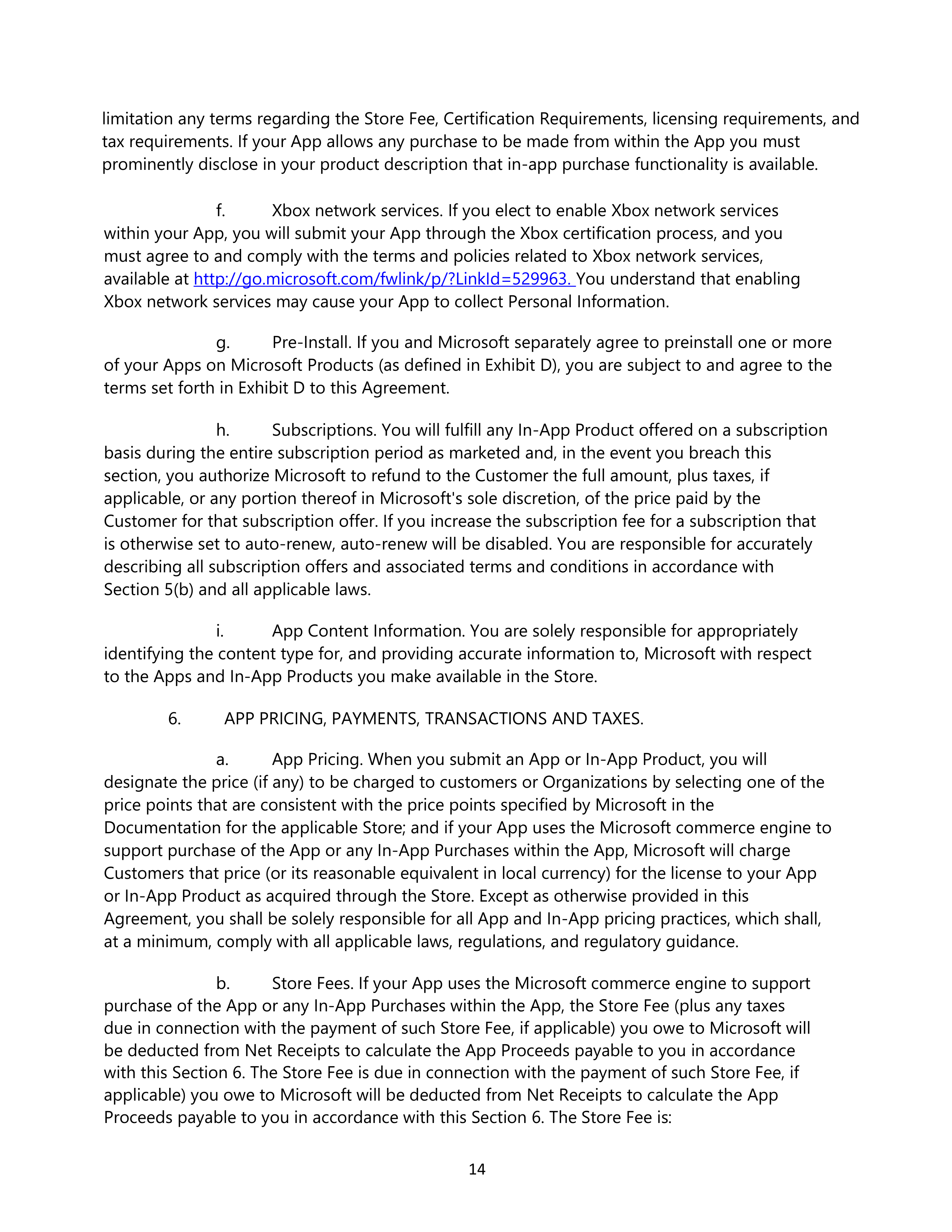 Microsoft App Developer Agreement — page 14