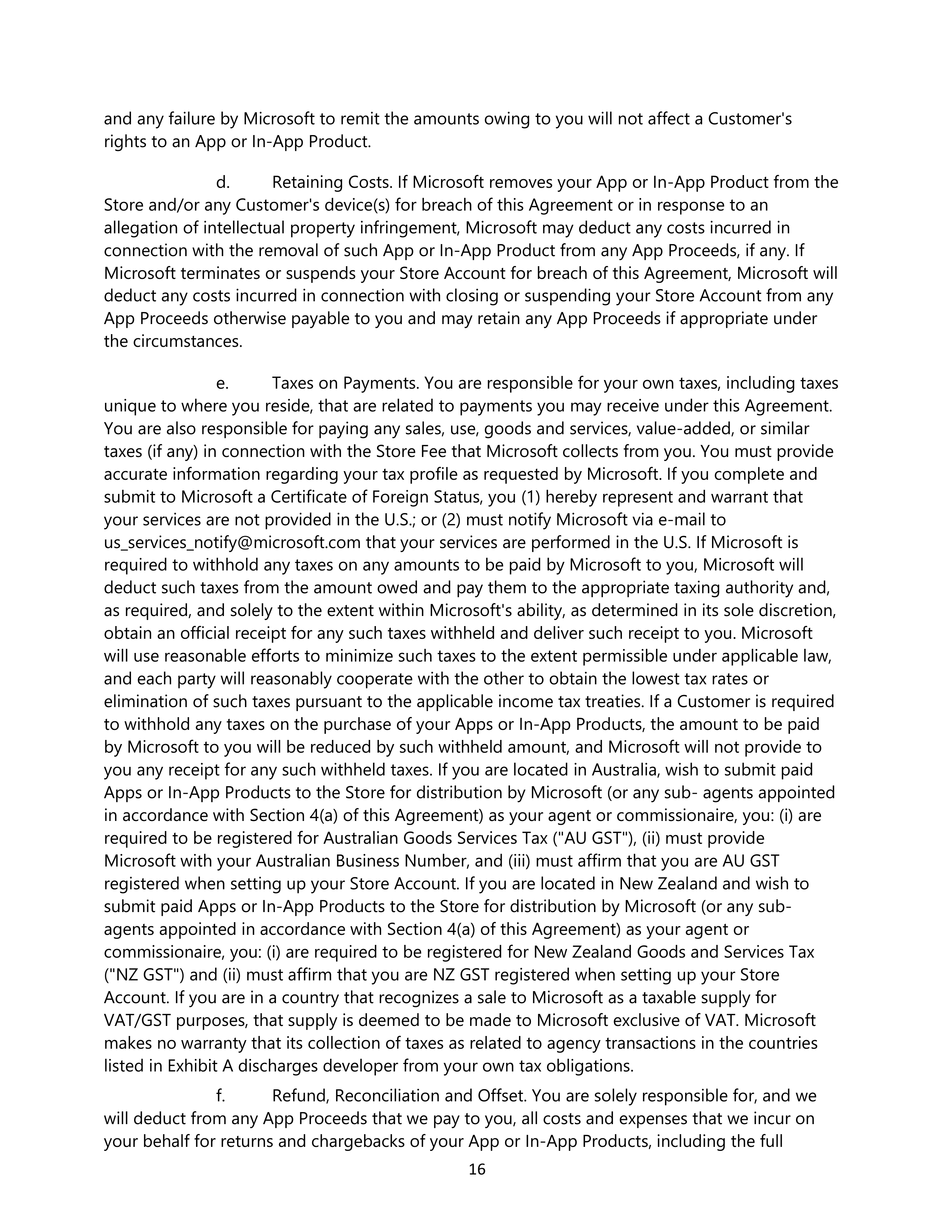 Microsoft App Developer Agreement — page 16