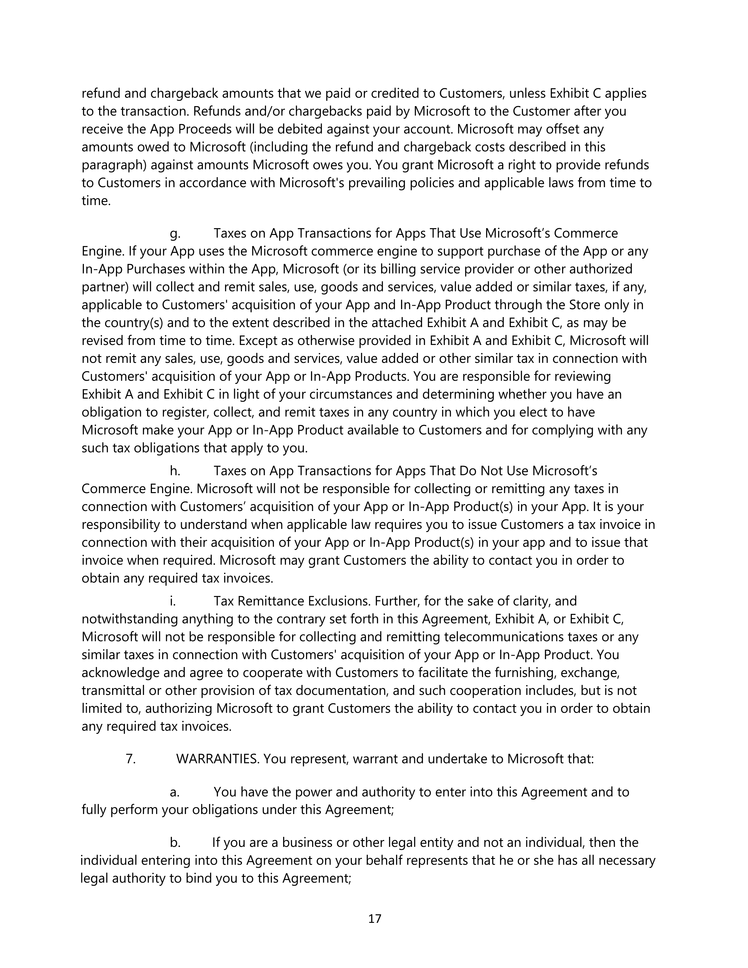 Microsoft App Developer Agreement — page 17