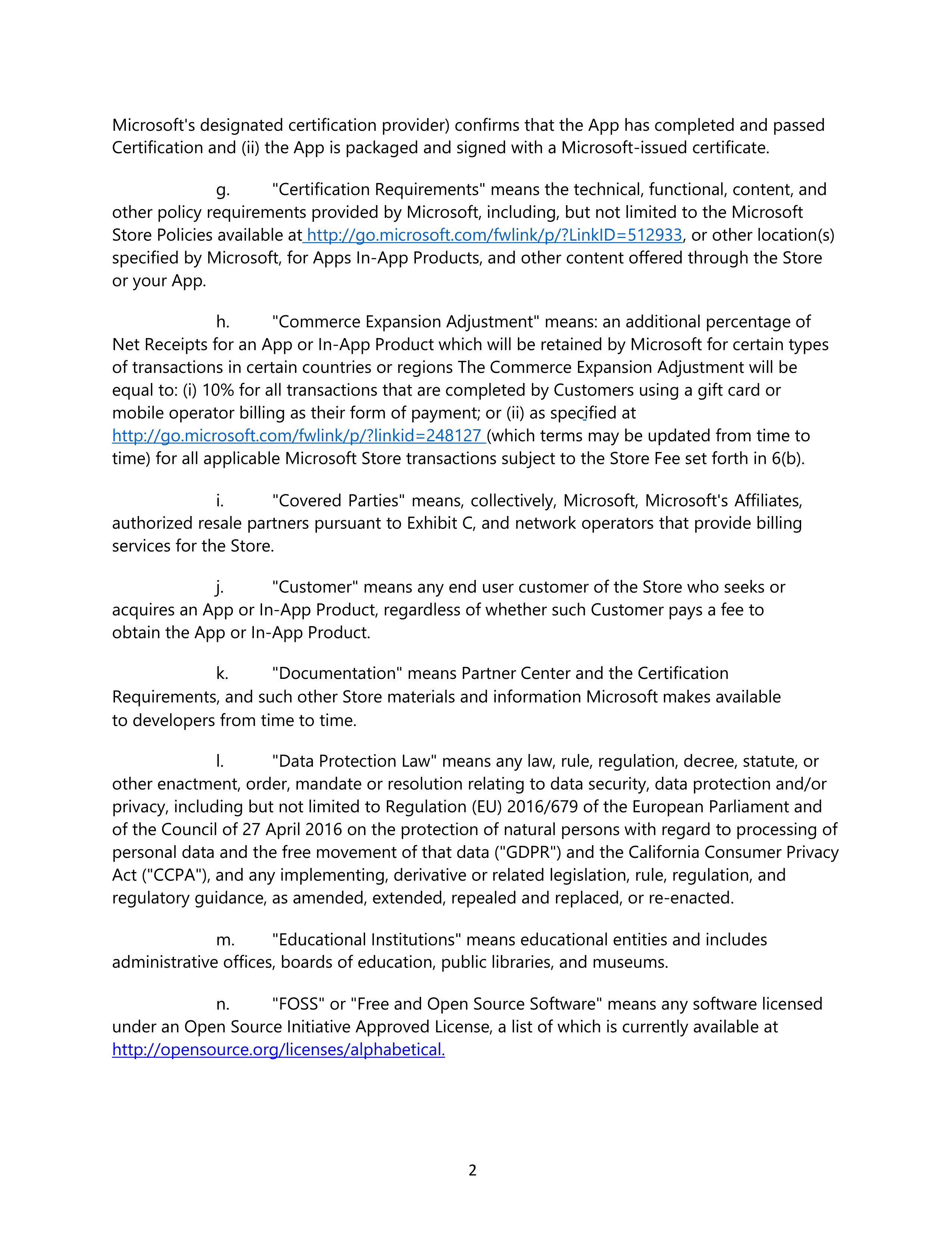 Microsoft App Developer Agreement — page 2