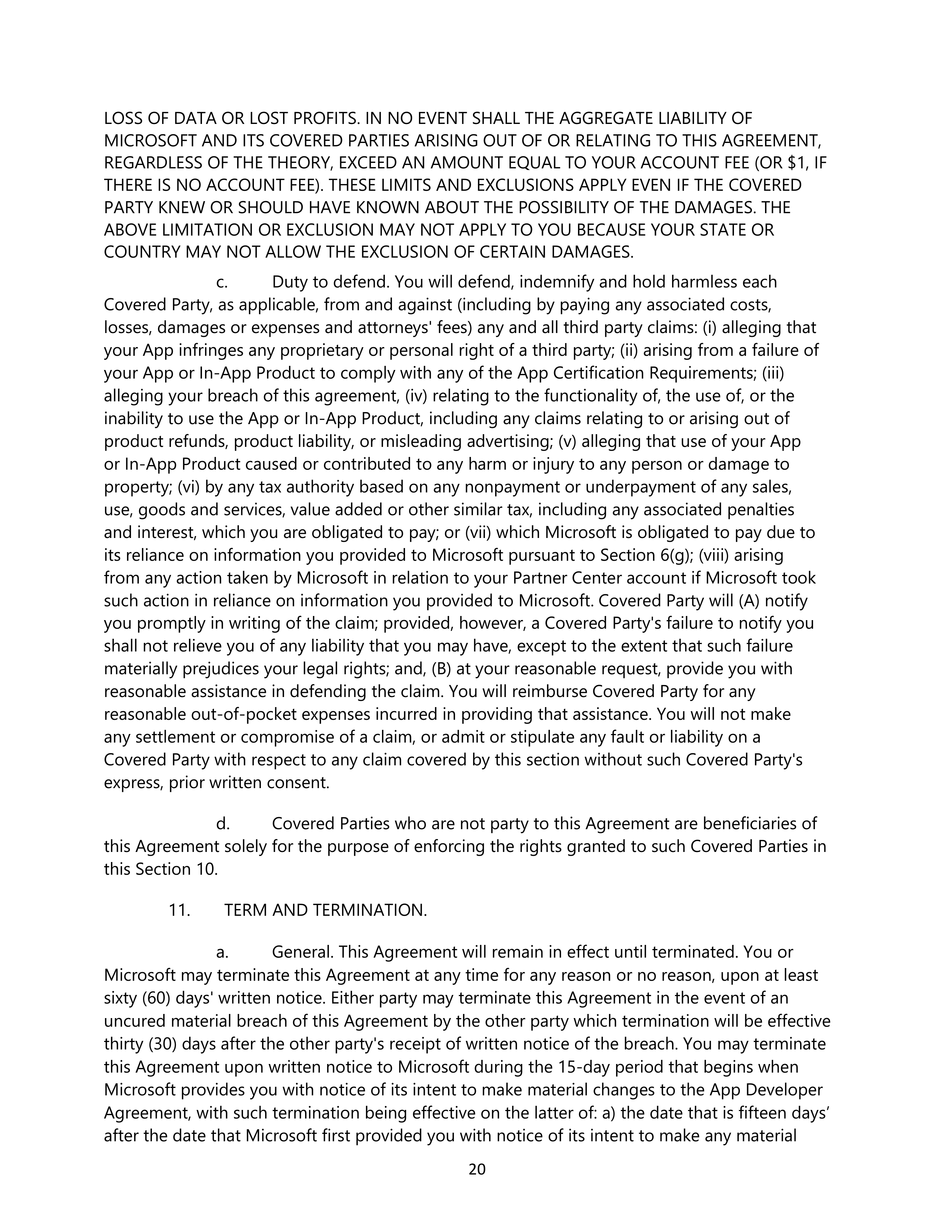 Microsoft App Developer Agreement — page 20
