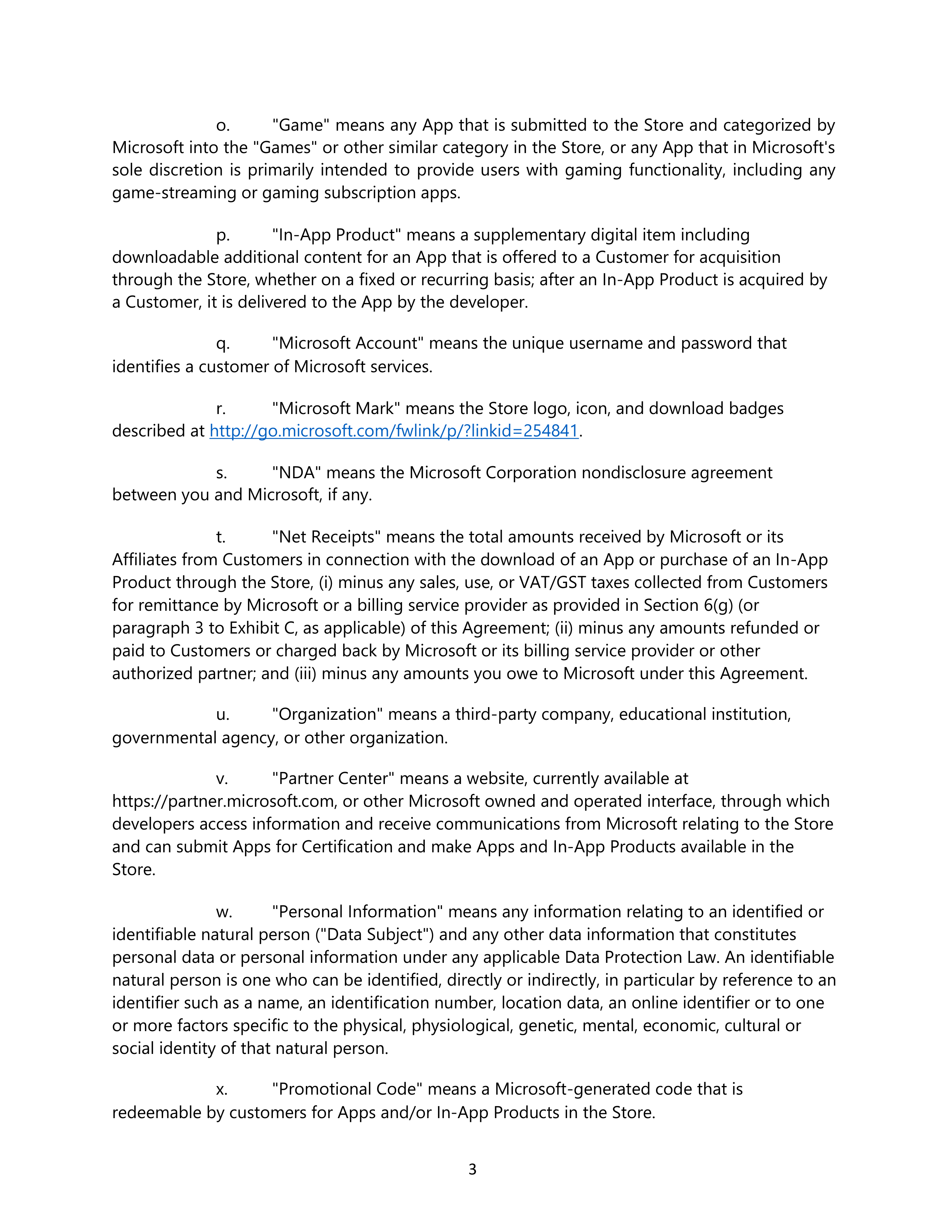 Microsoft App Developer Agreement — page 3