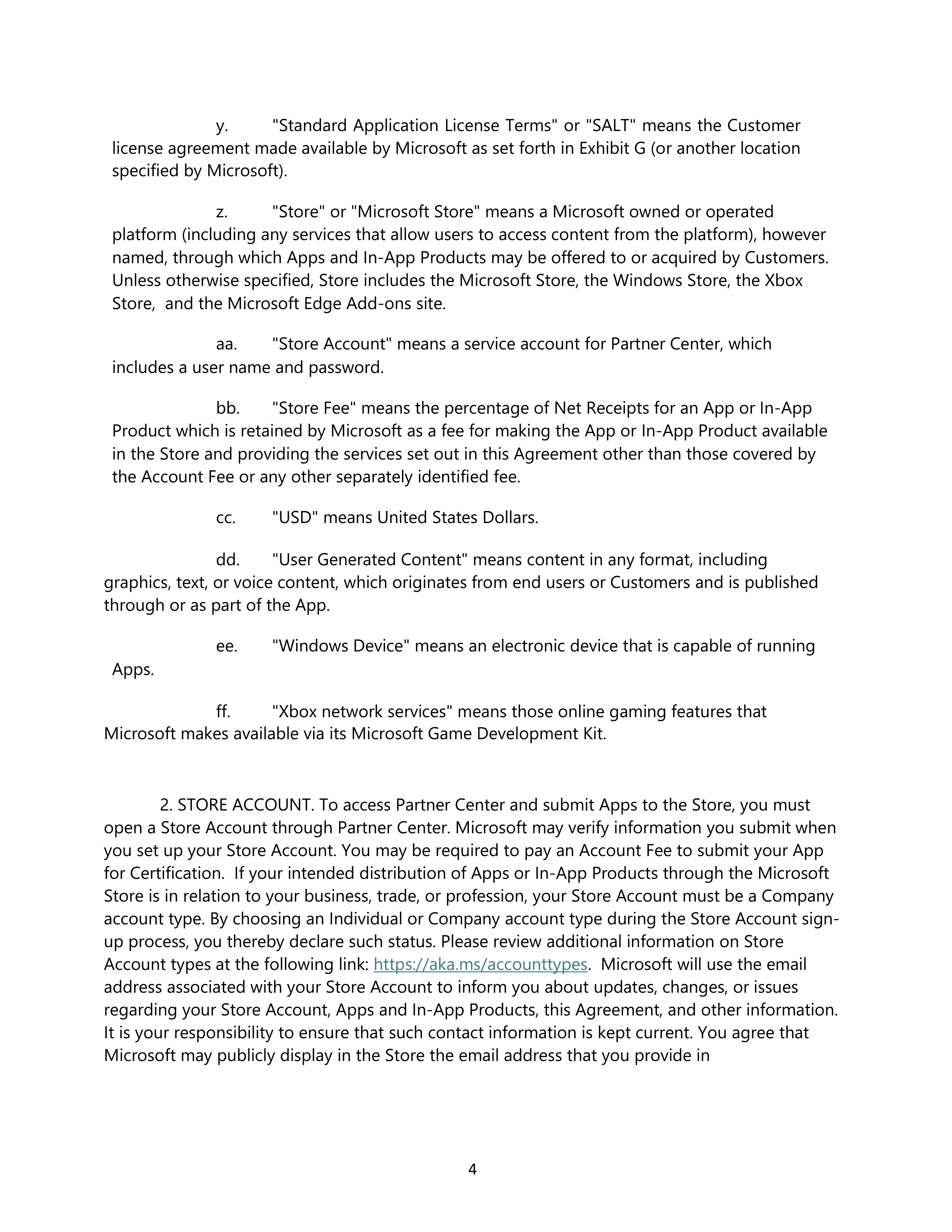 Microsoft App Developer Agreement — page 4