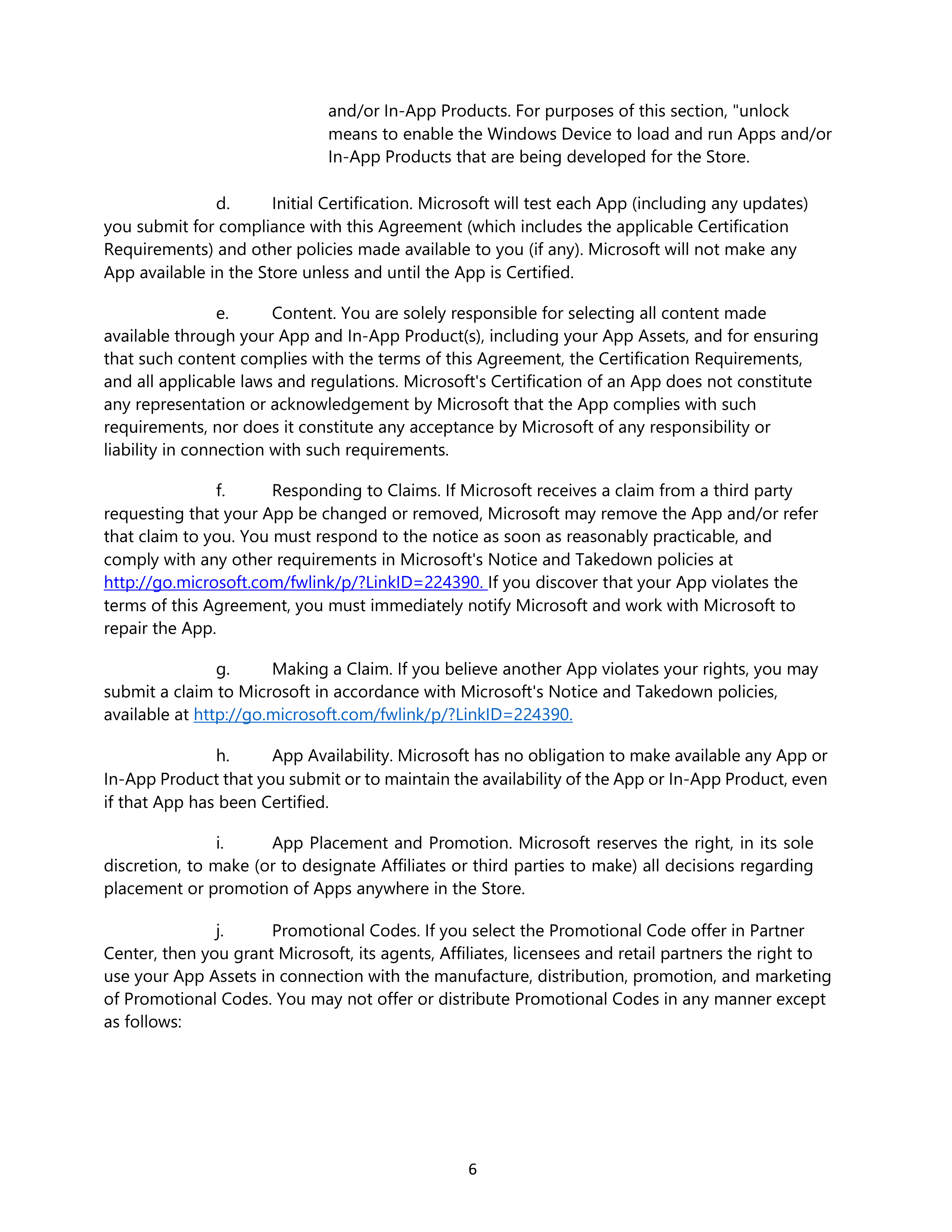 Microsoft App Developer Agreement — page 6