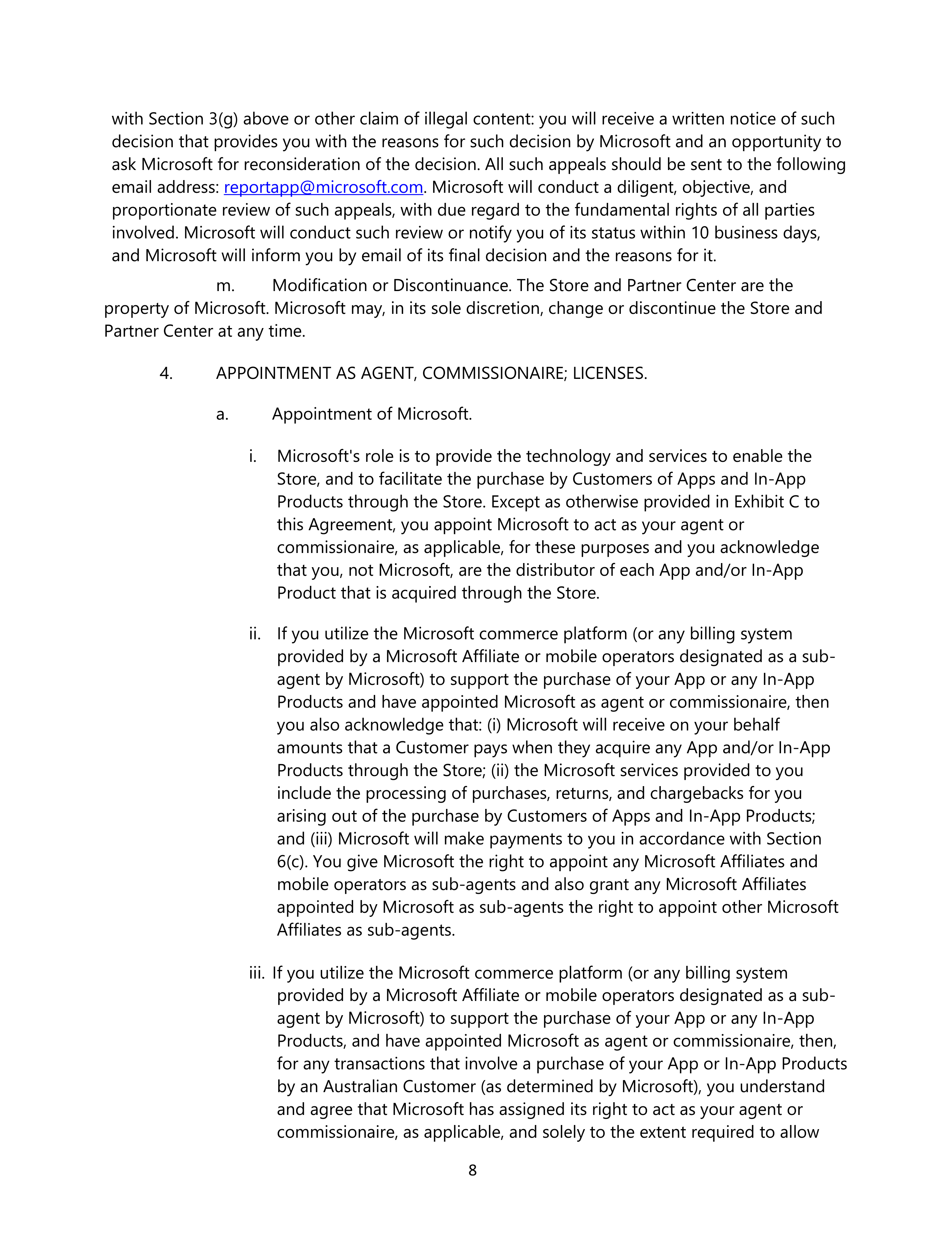 Microsoft App Developer Agreement — page 8