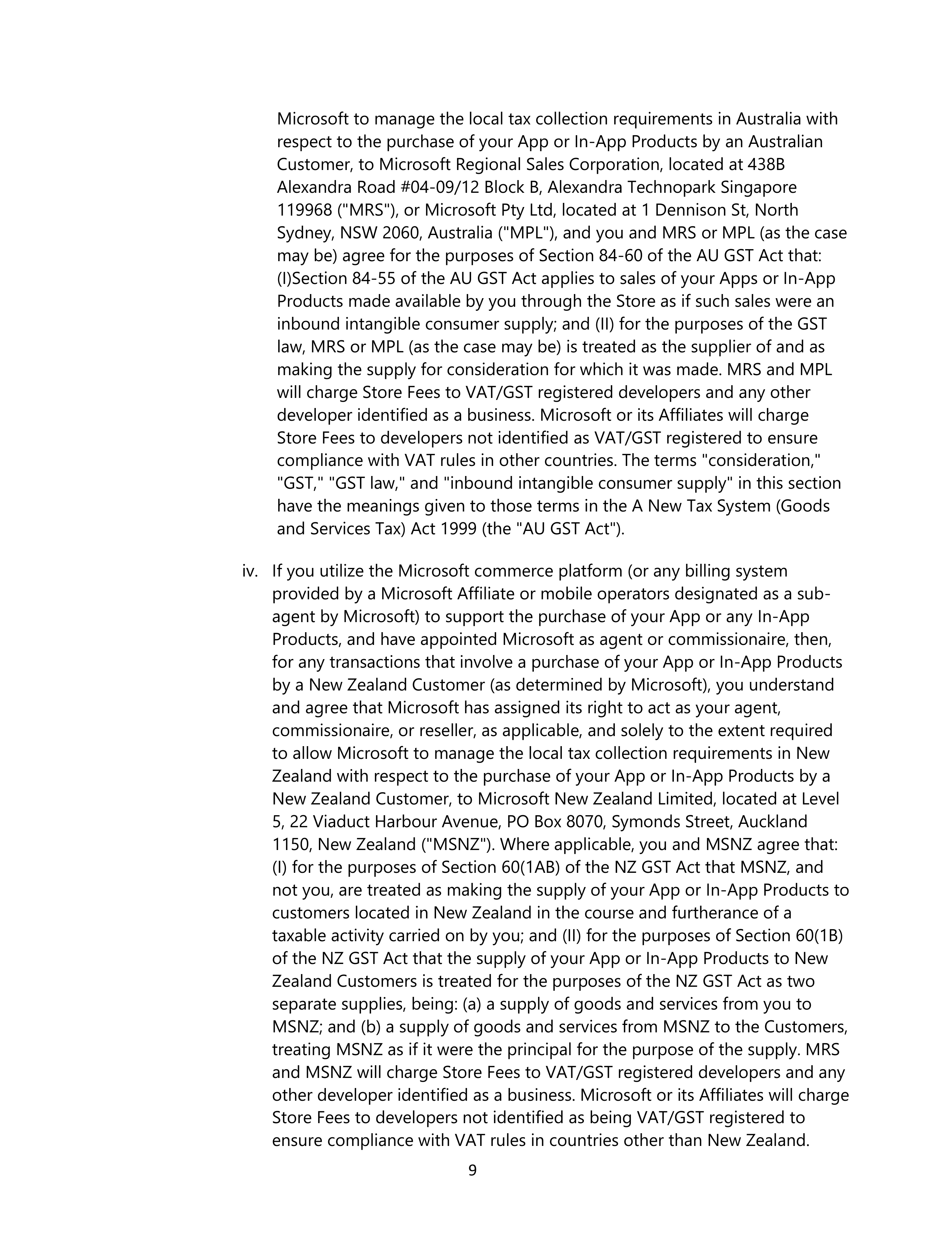 Microsoft App Developer Agreement — page 9