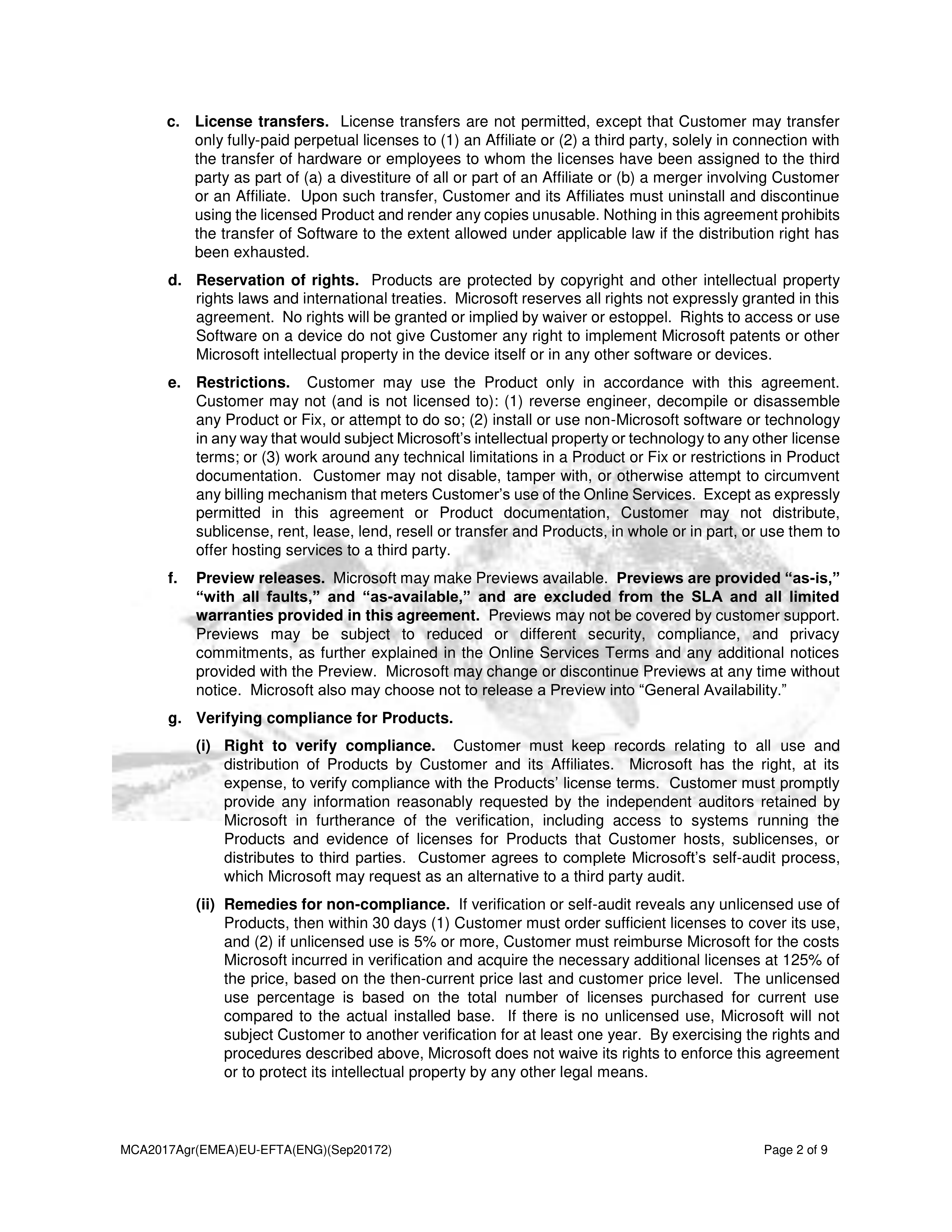 Microsoft Cloud Agreement — page 2