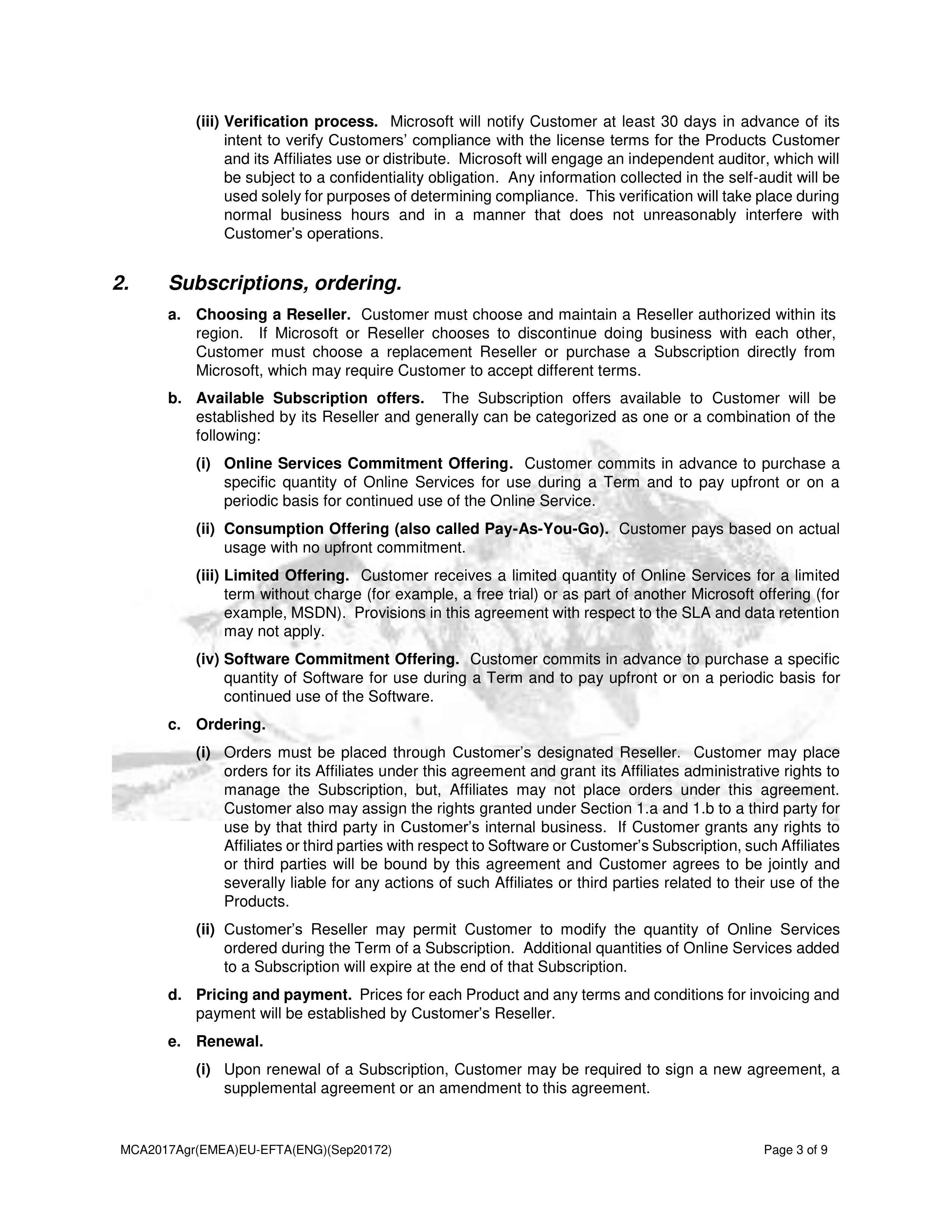 Microsoft Cloud Agreement — page 3