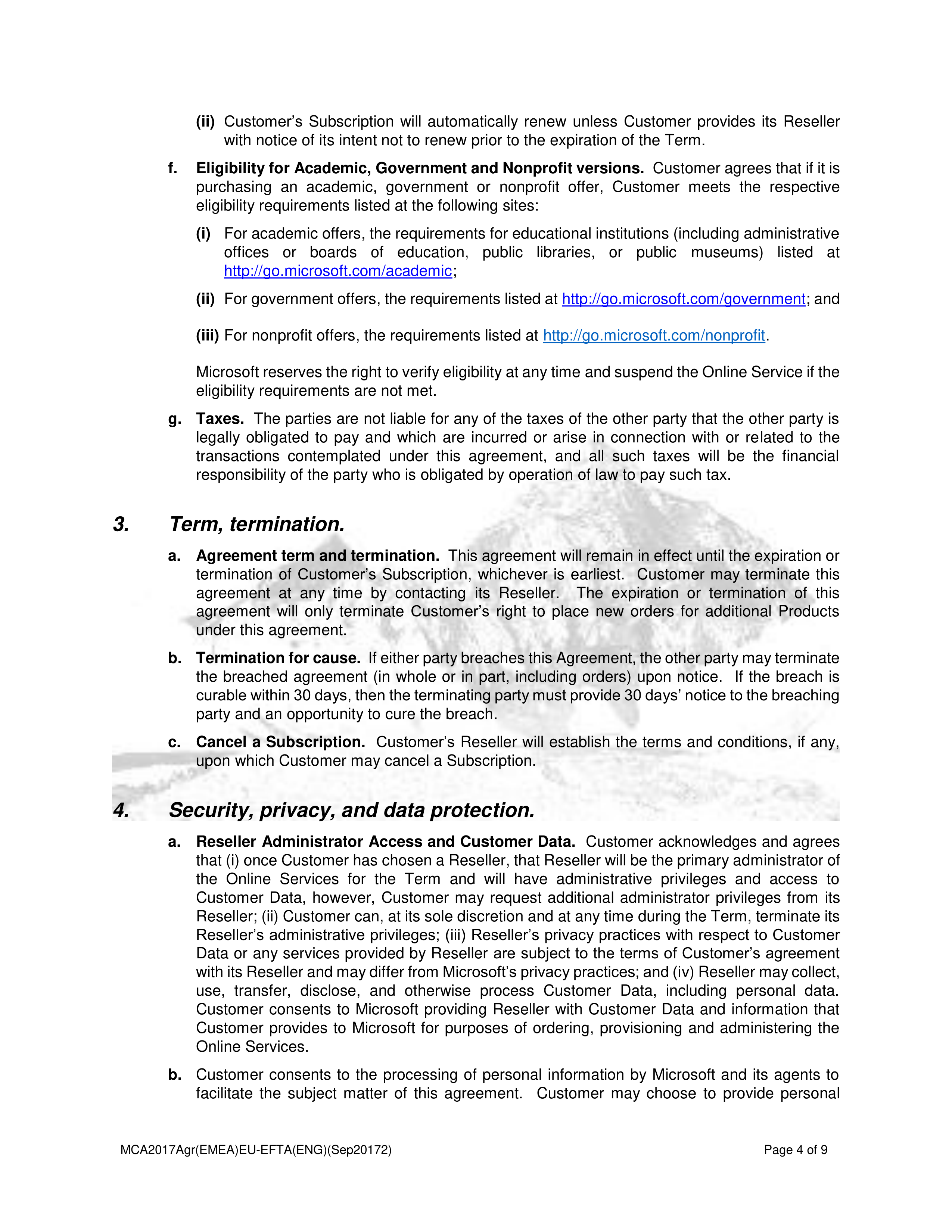 Microsoft Cloud Agreement — page 4