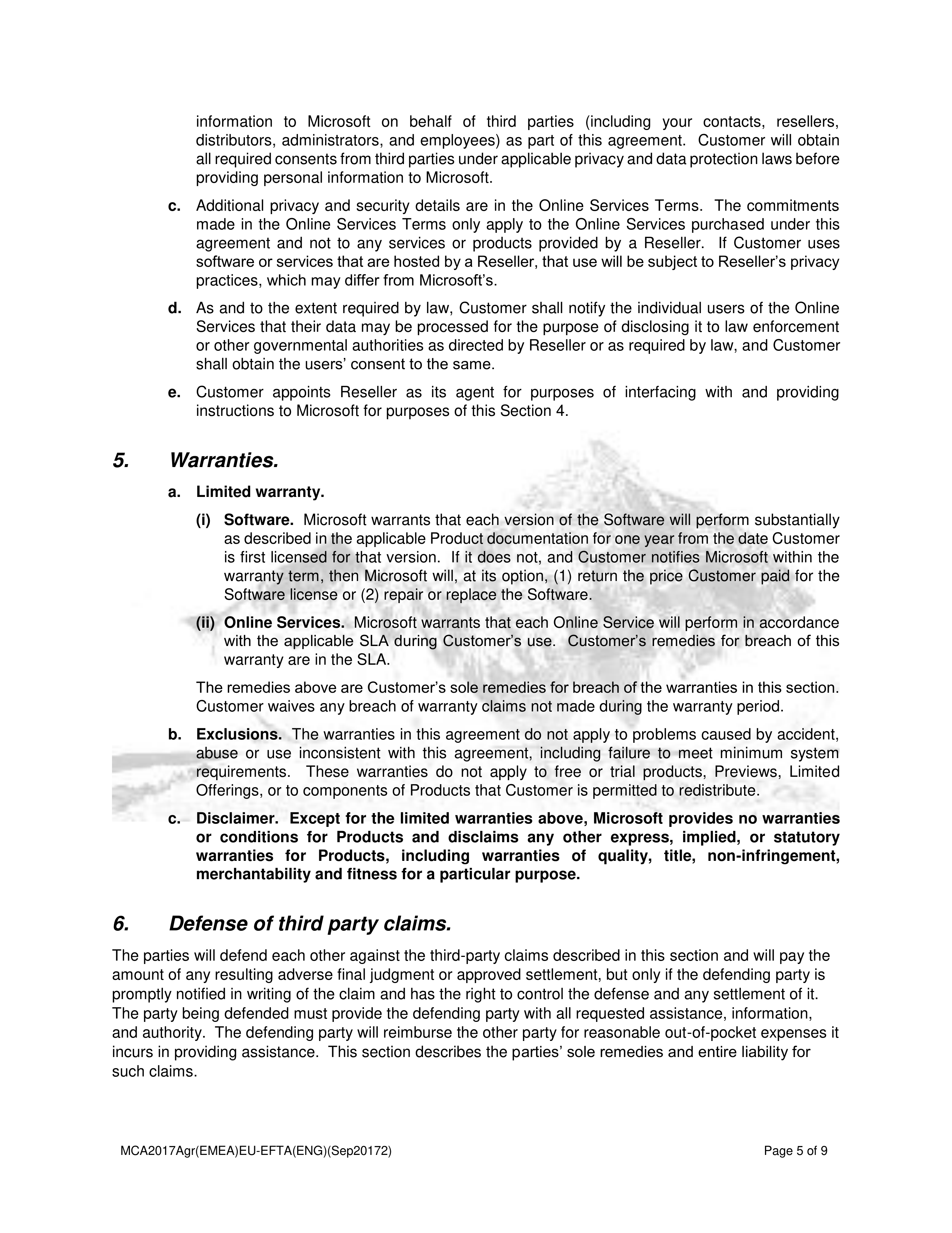Microsoft Cloud Agreement — page 5