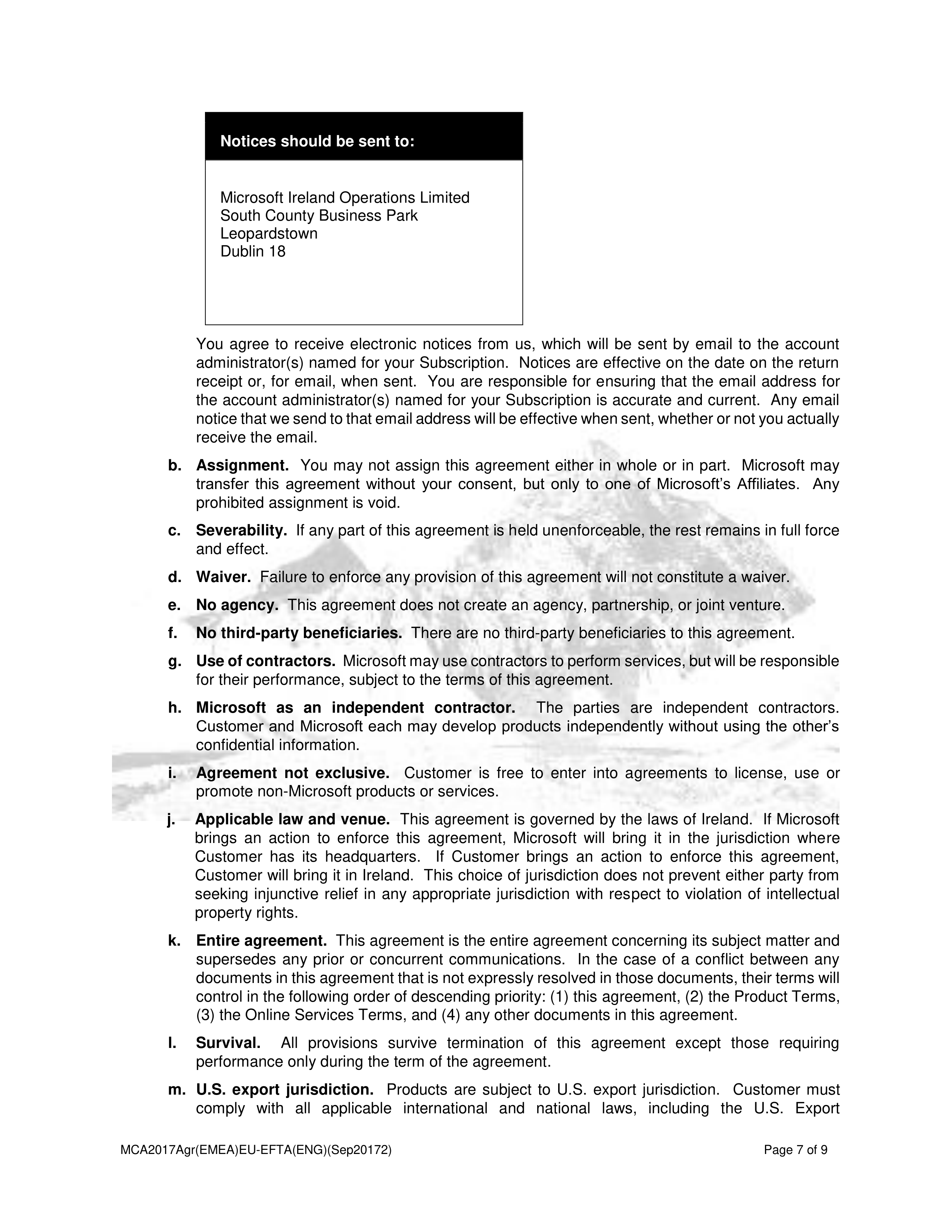Microsoft Cloud Agreement — page 7