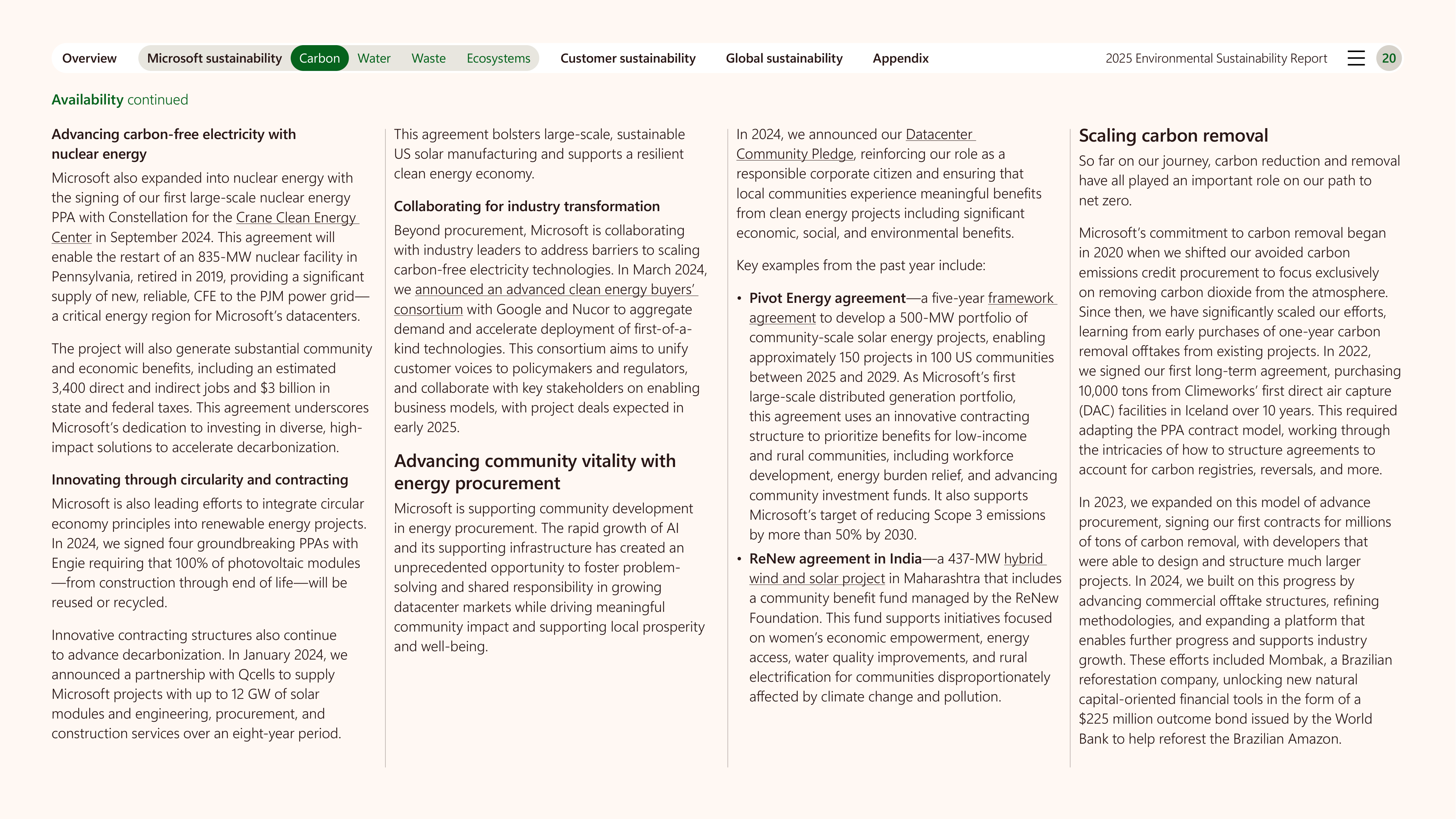 Microsoft Environmental Sustainability Report — page 20