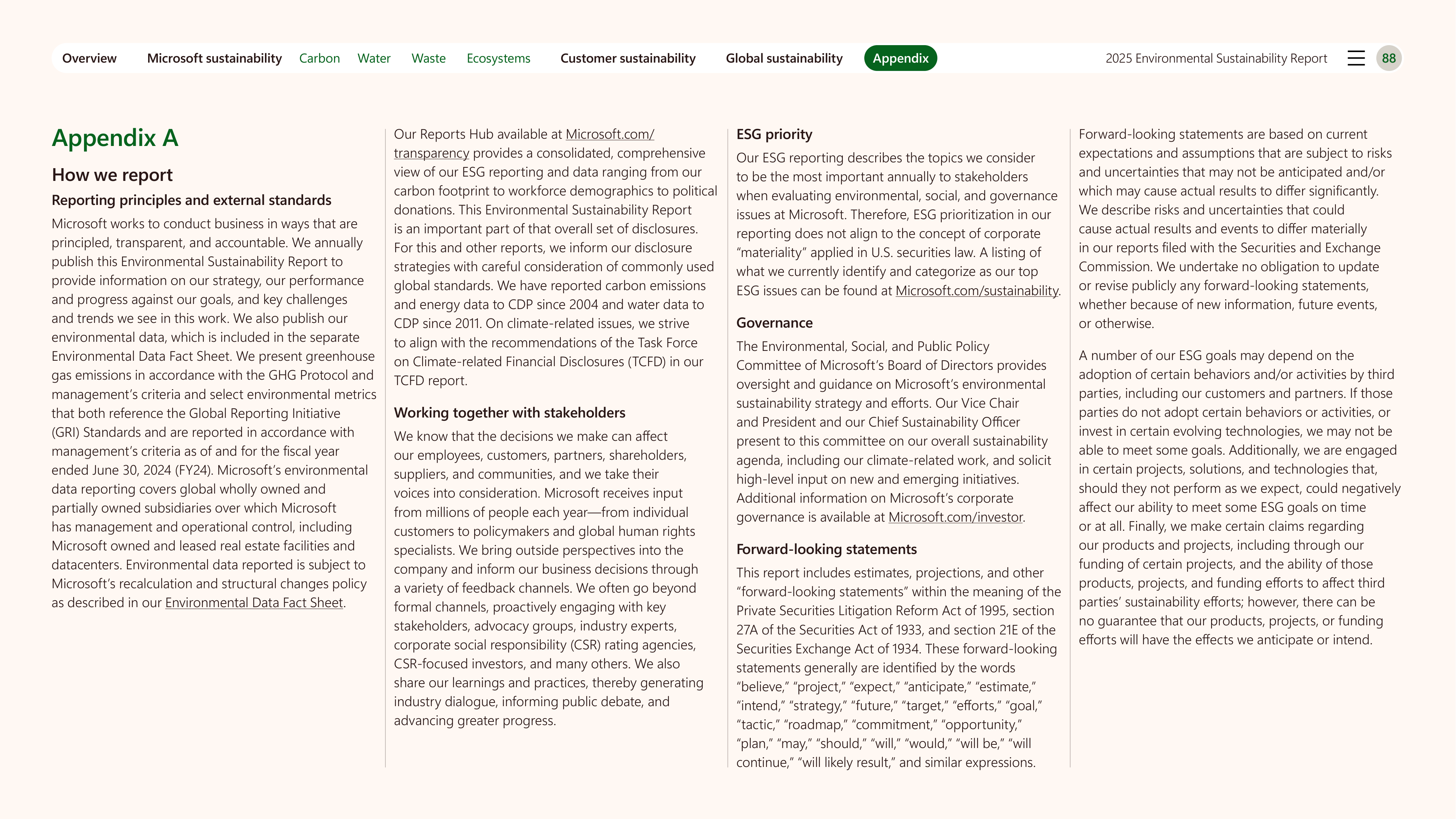 Microsoft Environmental Sustainability Report — page 88