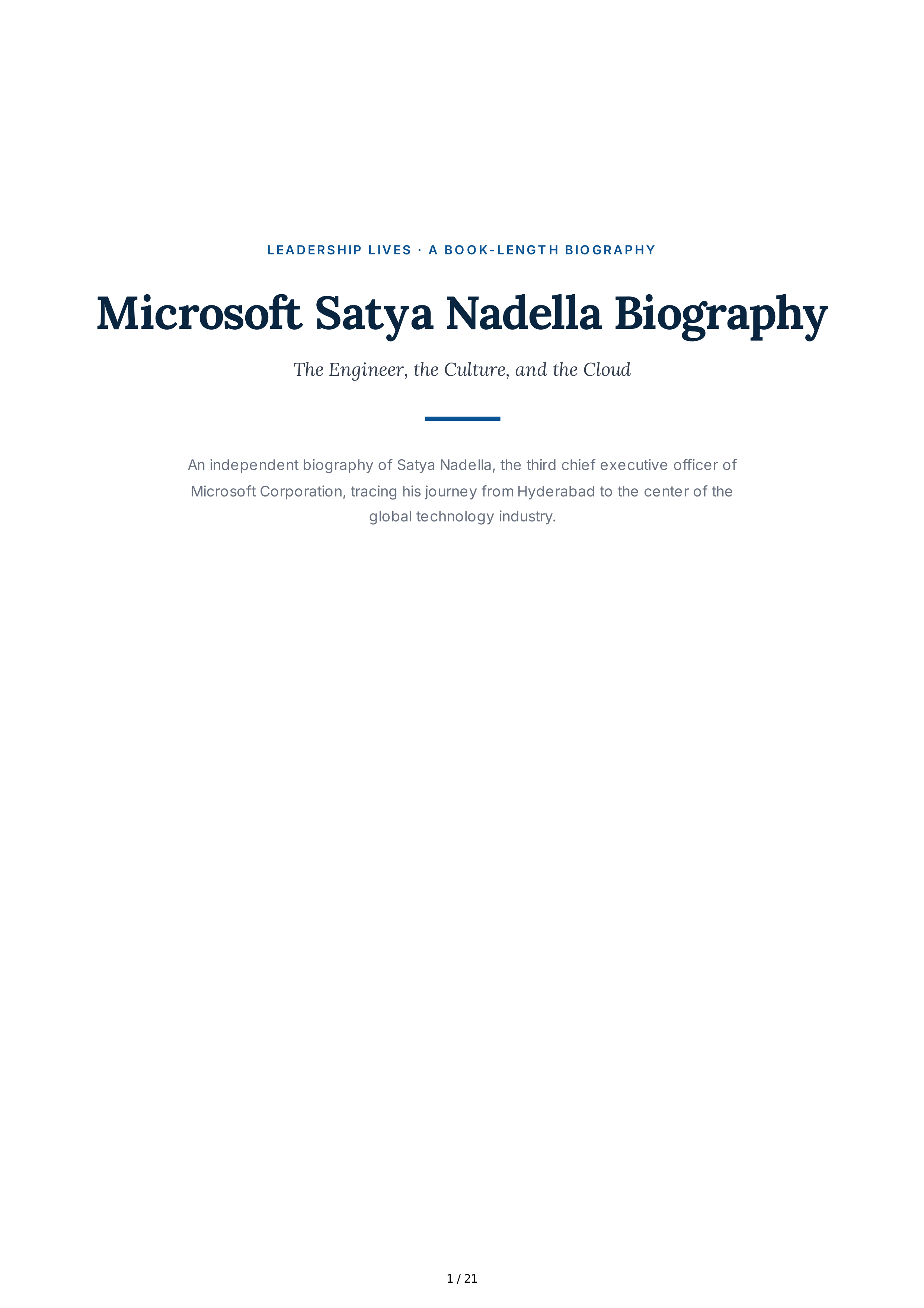 Microsoft Satya Nadella Biography — page 1