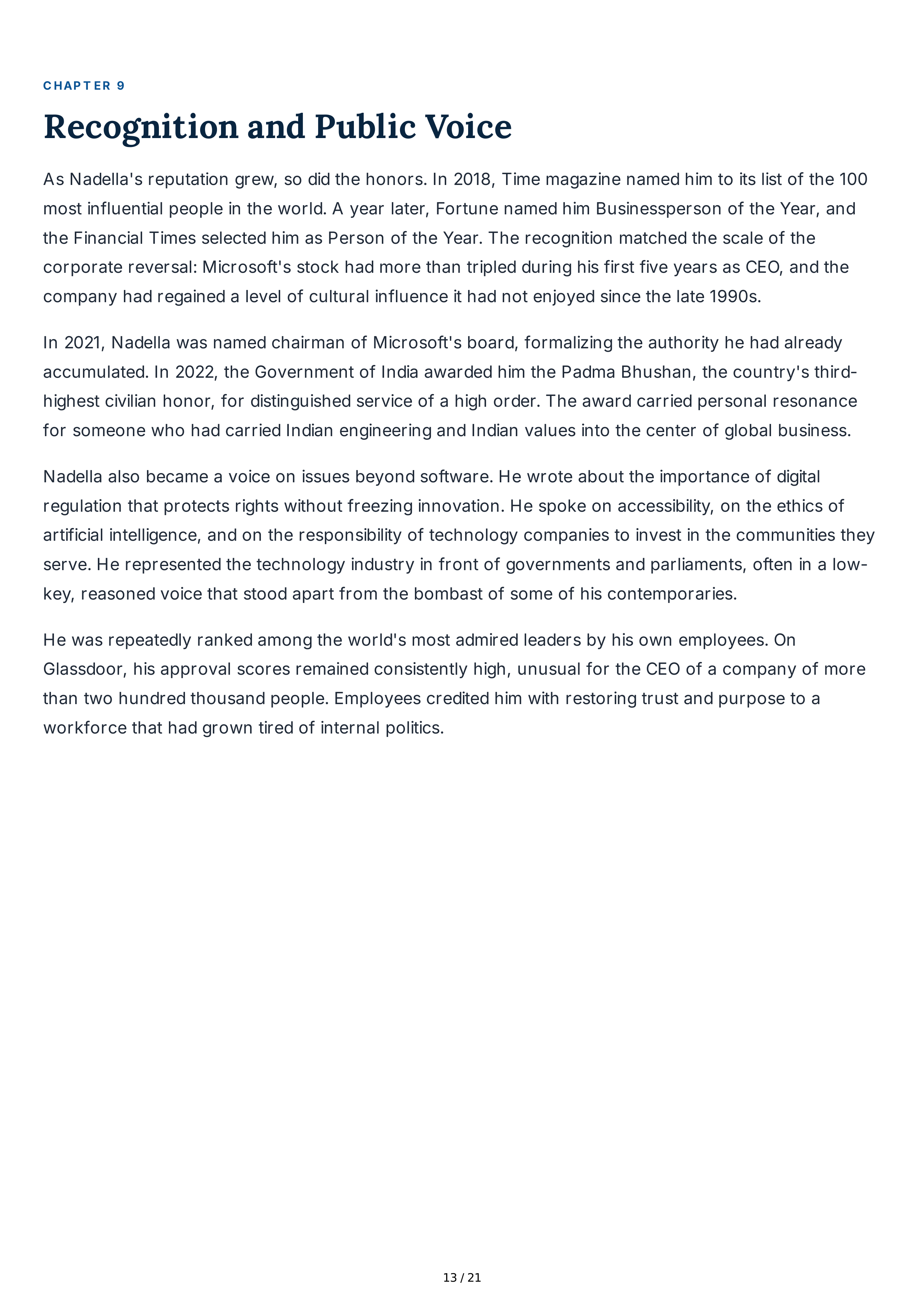 Microsoft Satya Nadella Biography — page 13