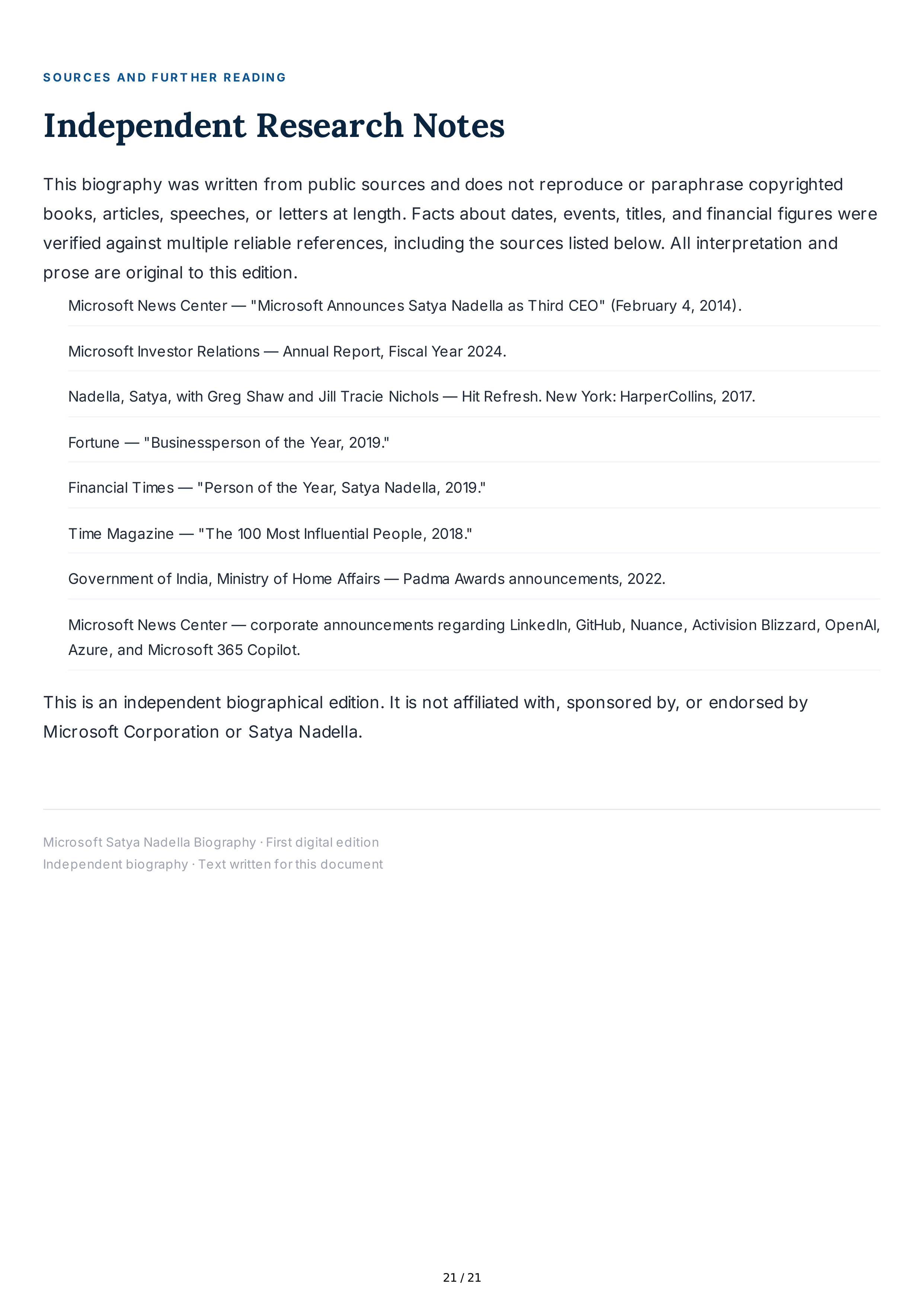 Microsoft Satya Nadella Biography — page 21