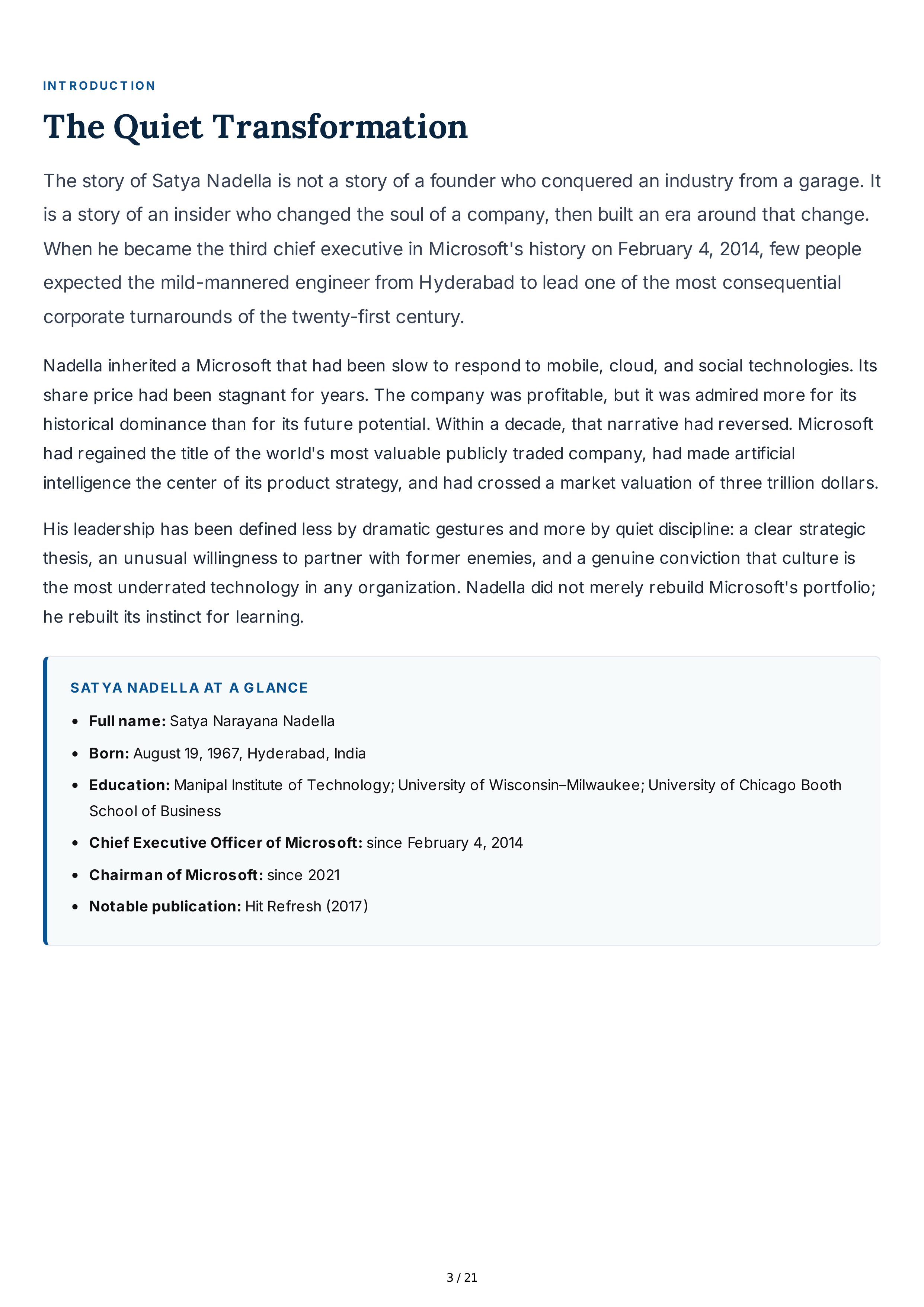Microsoft Satya Nadella Biography — page 3