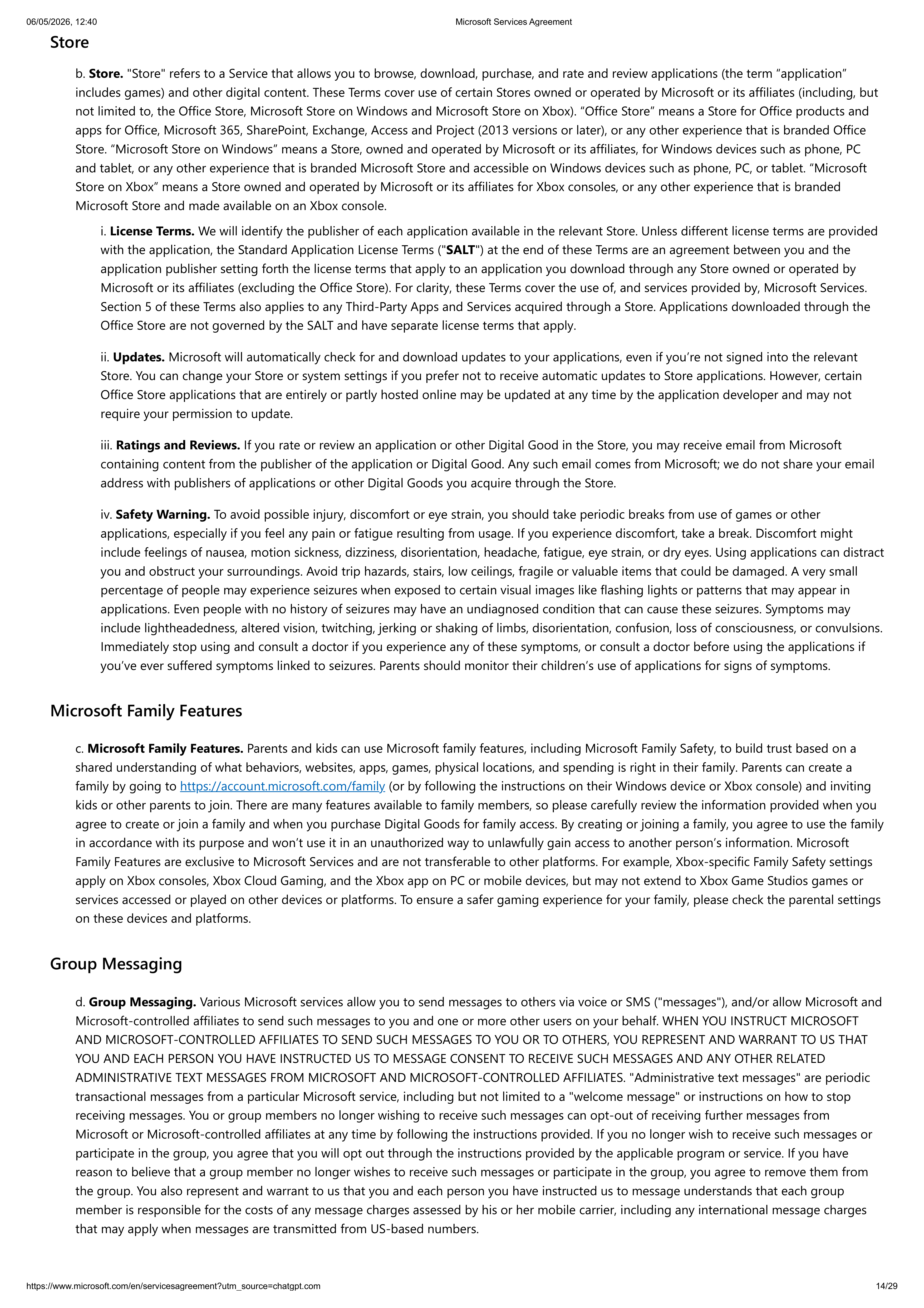 MICROSOFT SERVICE AGREEMENT — page 14