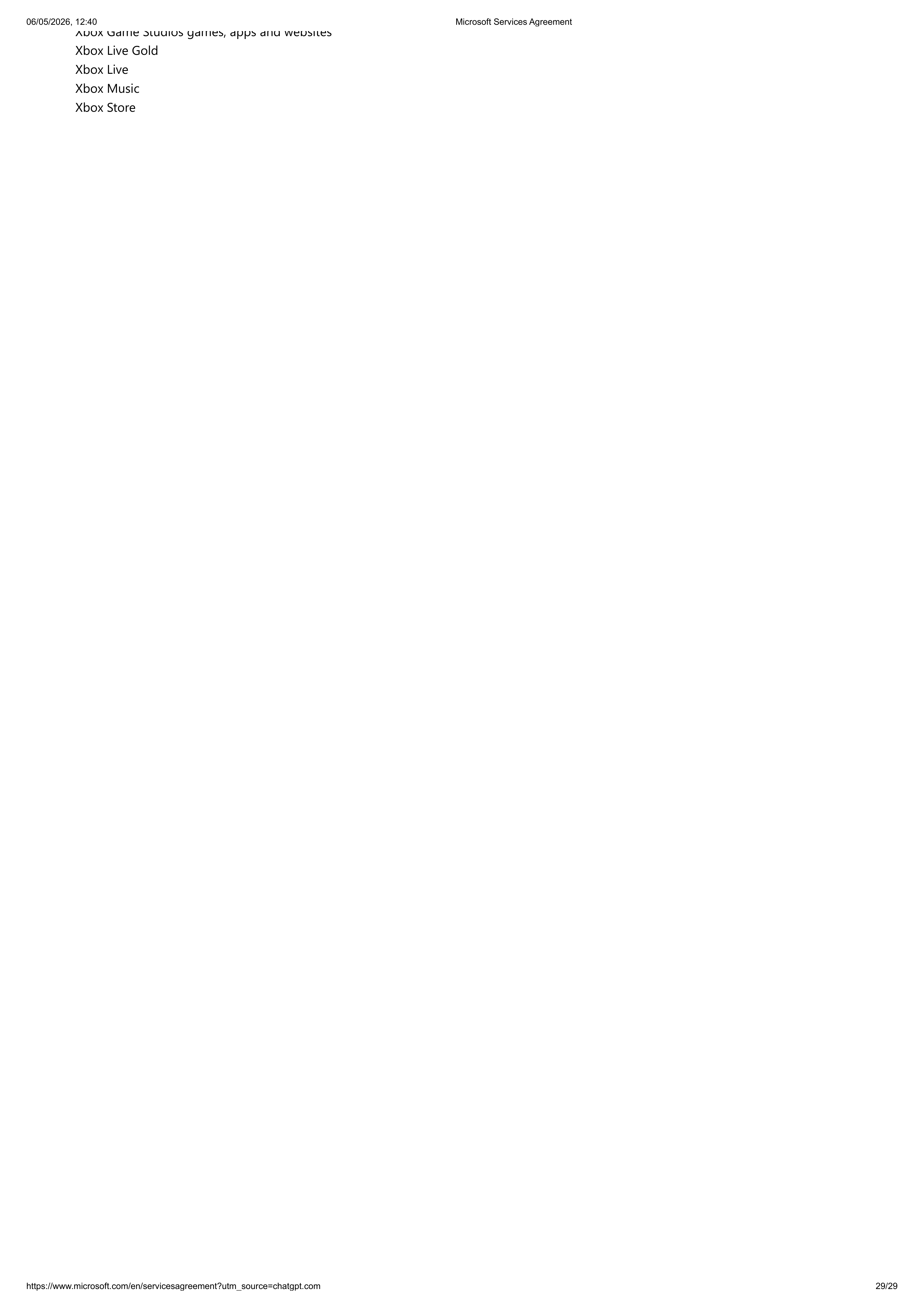 MICROSOFT SERVICE AGREEMENT — page 29