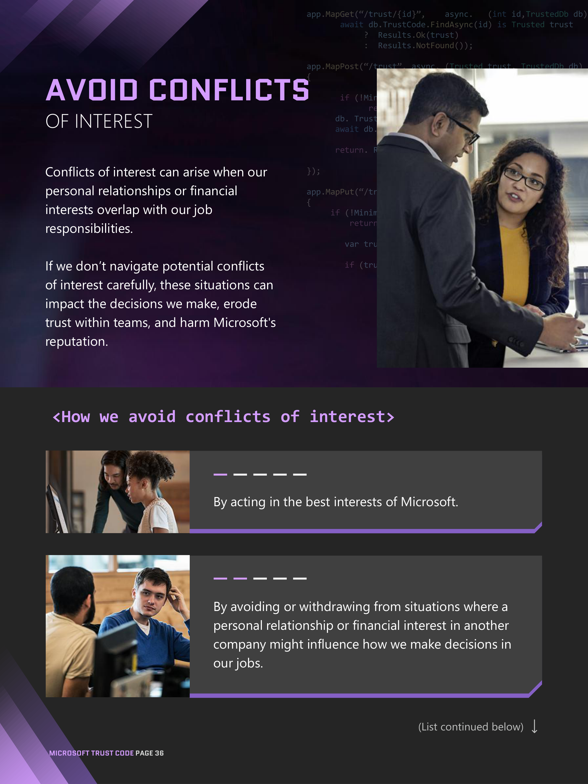 Microsoft Trust Code (Standards of Business Conduct) Handbook — page 36
