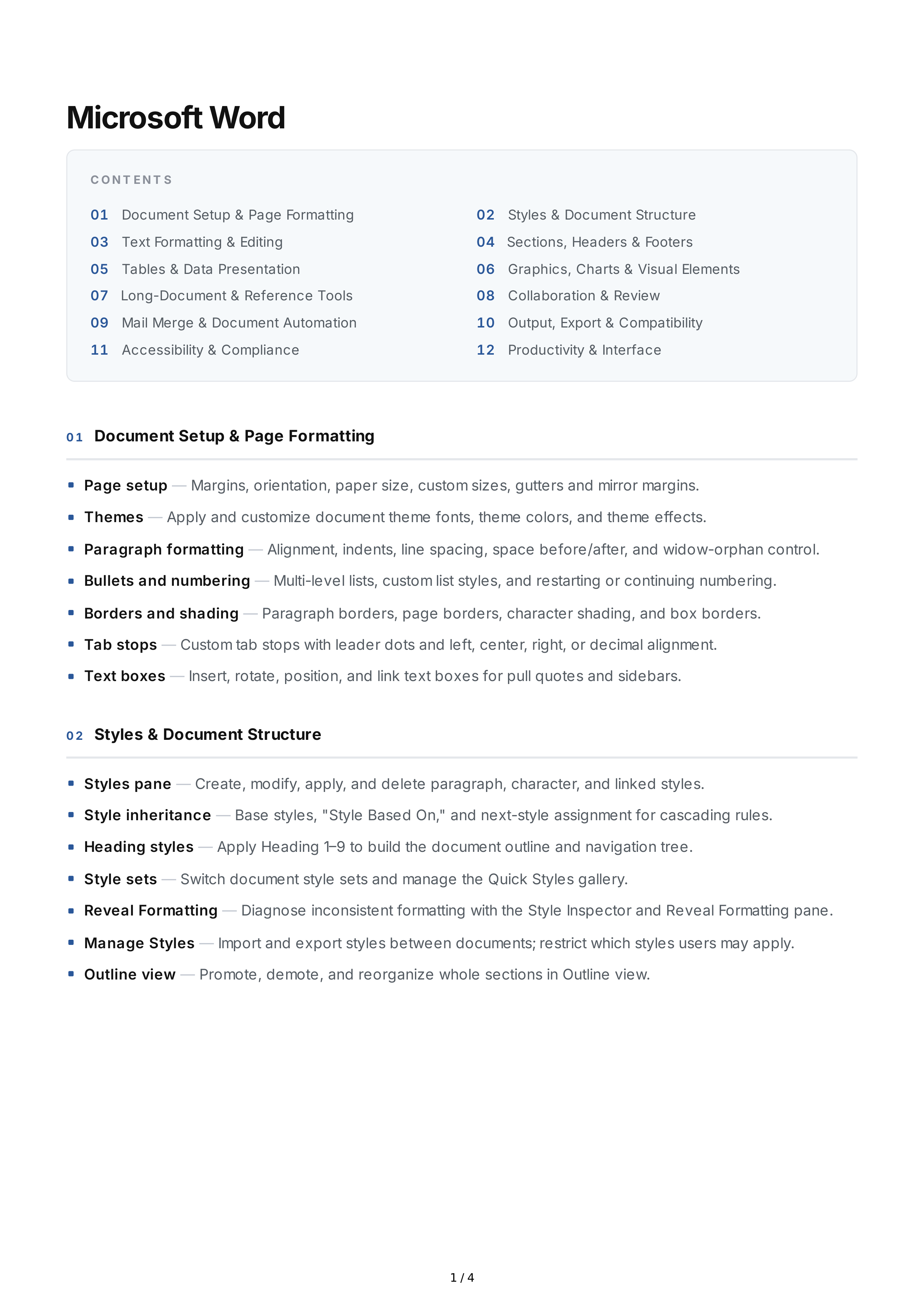 Microsoft Word Hard Skills — page 1