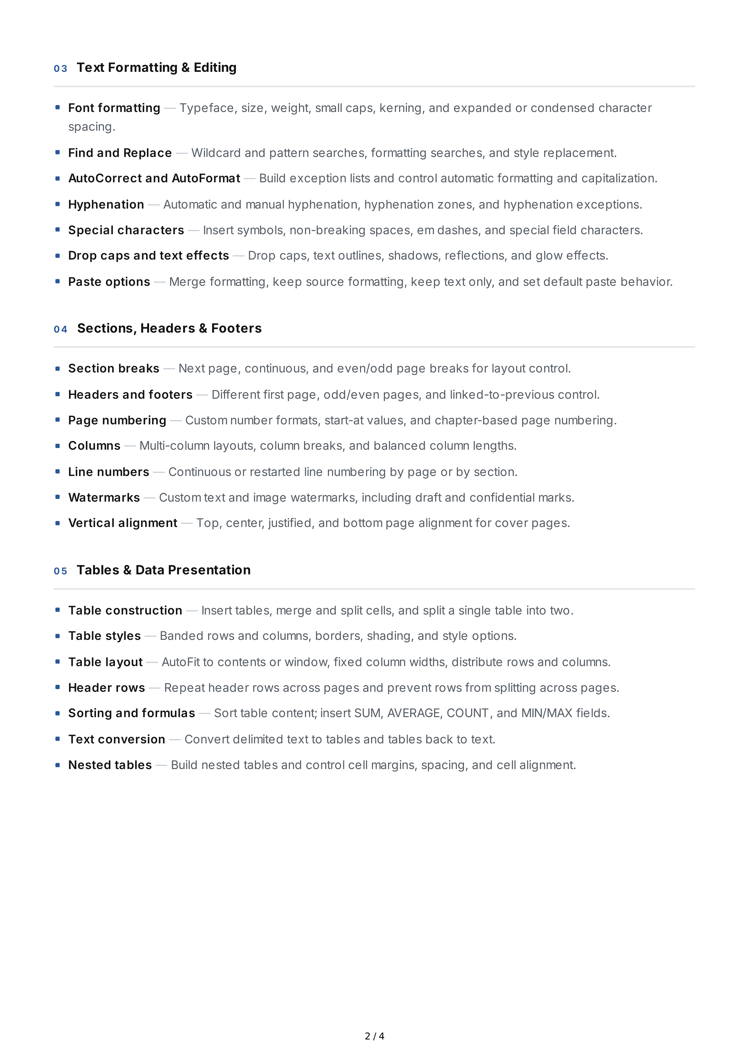 Microsoft Word Hard Skills — page 2