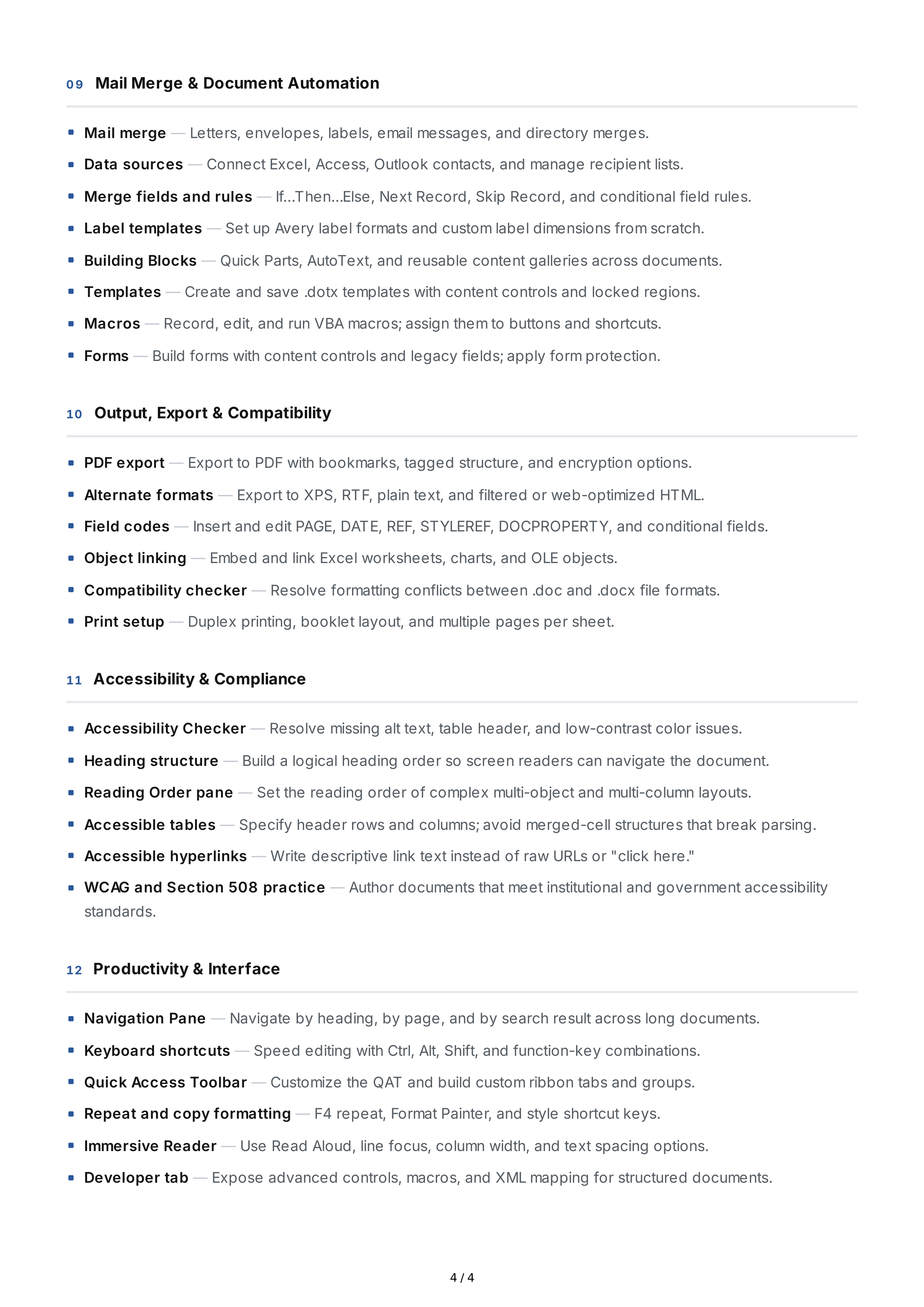 Microsoft Word Hard Skills — page 4