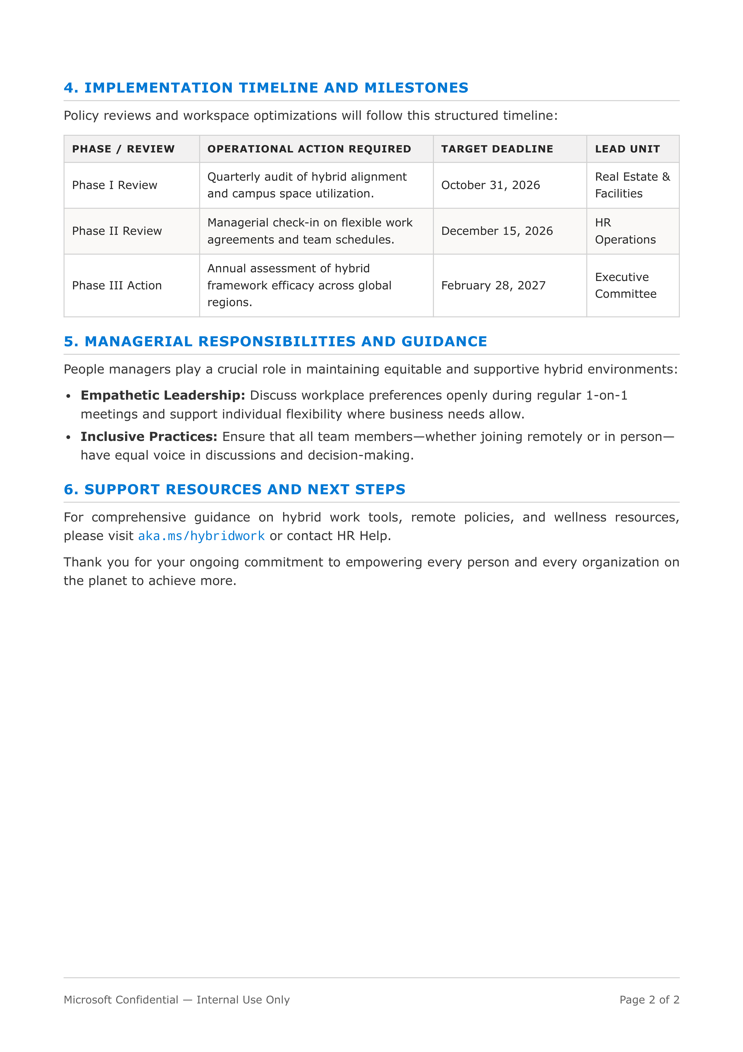 Microsoft Workplace Policy Memo — page 2
