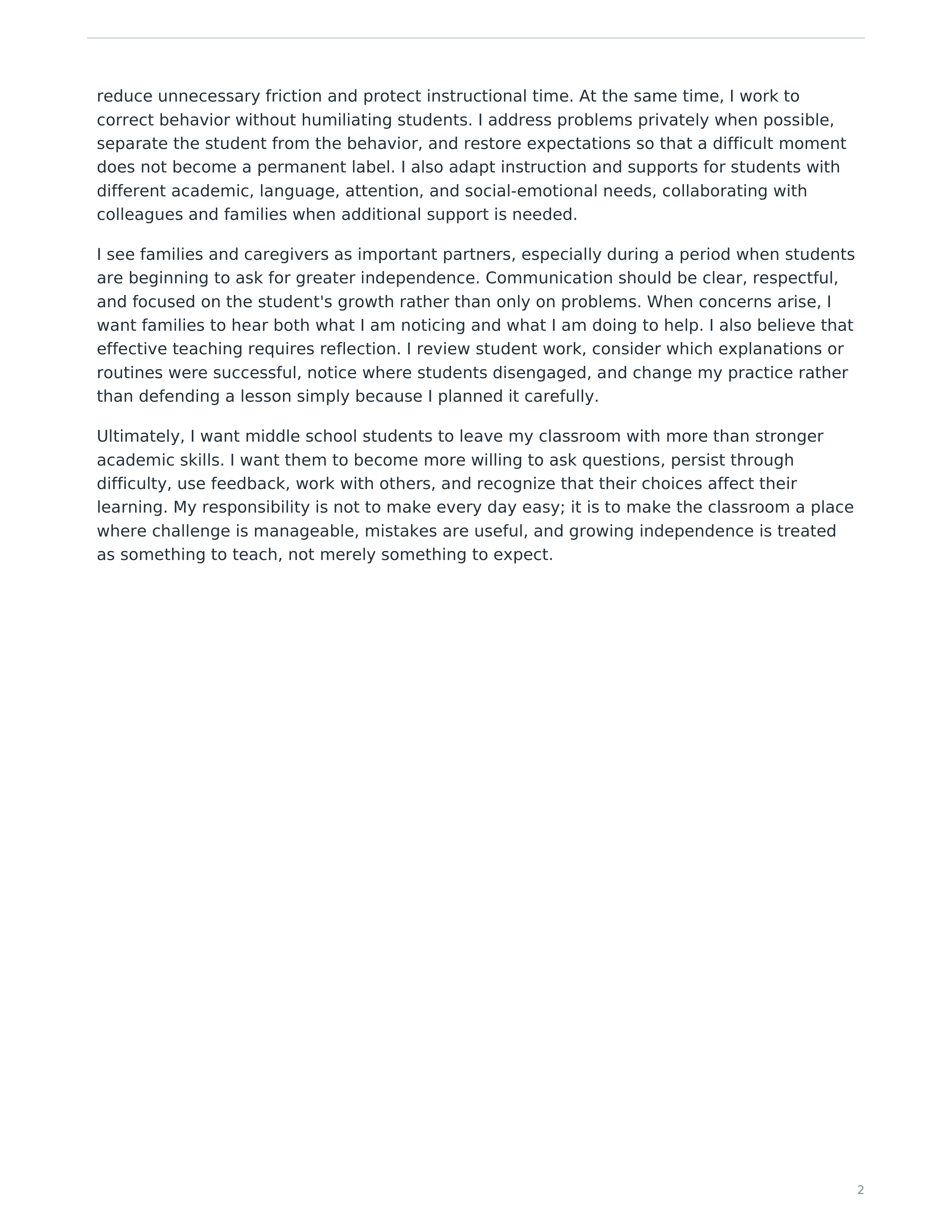 Middle School Teacher Teaching Philosophy — page 2
