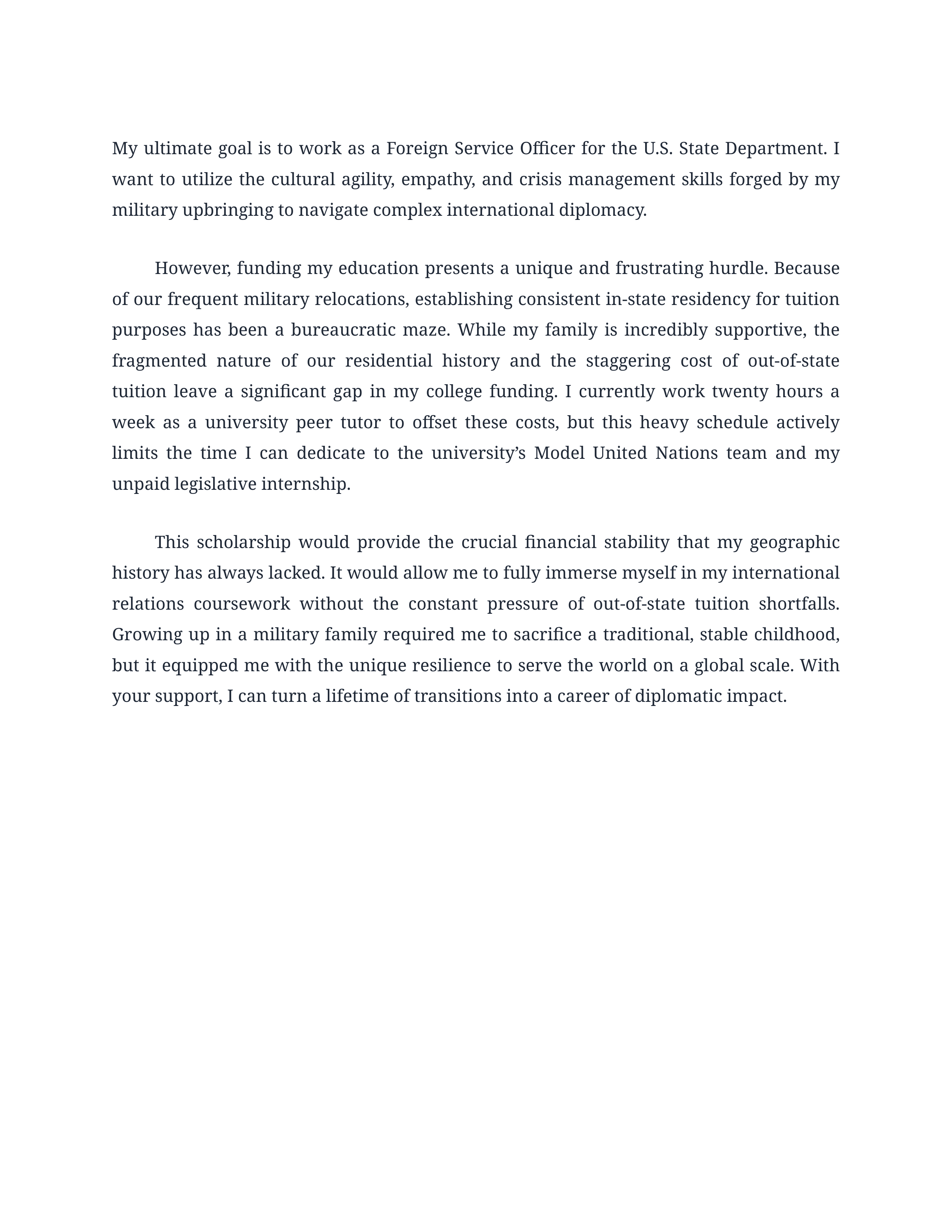 Military Family Scholarship Essay — page 2